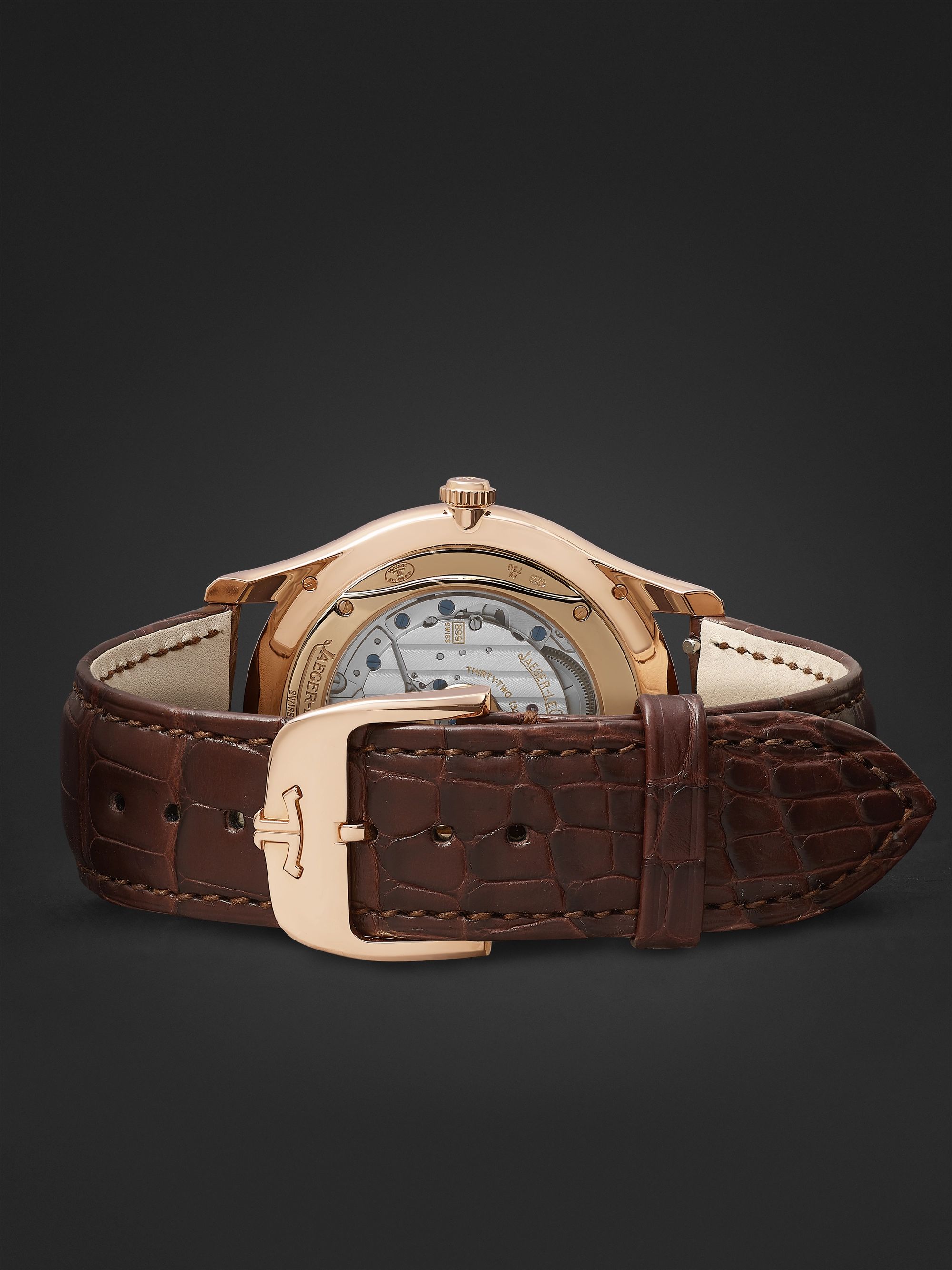JAEGER-LECOULTRE Master Ultra Thin Date Automatic 39mm 18-Karat Rose Gold and Alligator Watch, Ref No. 1232510