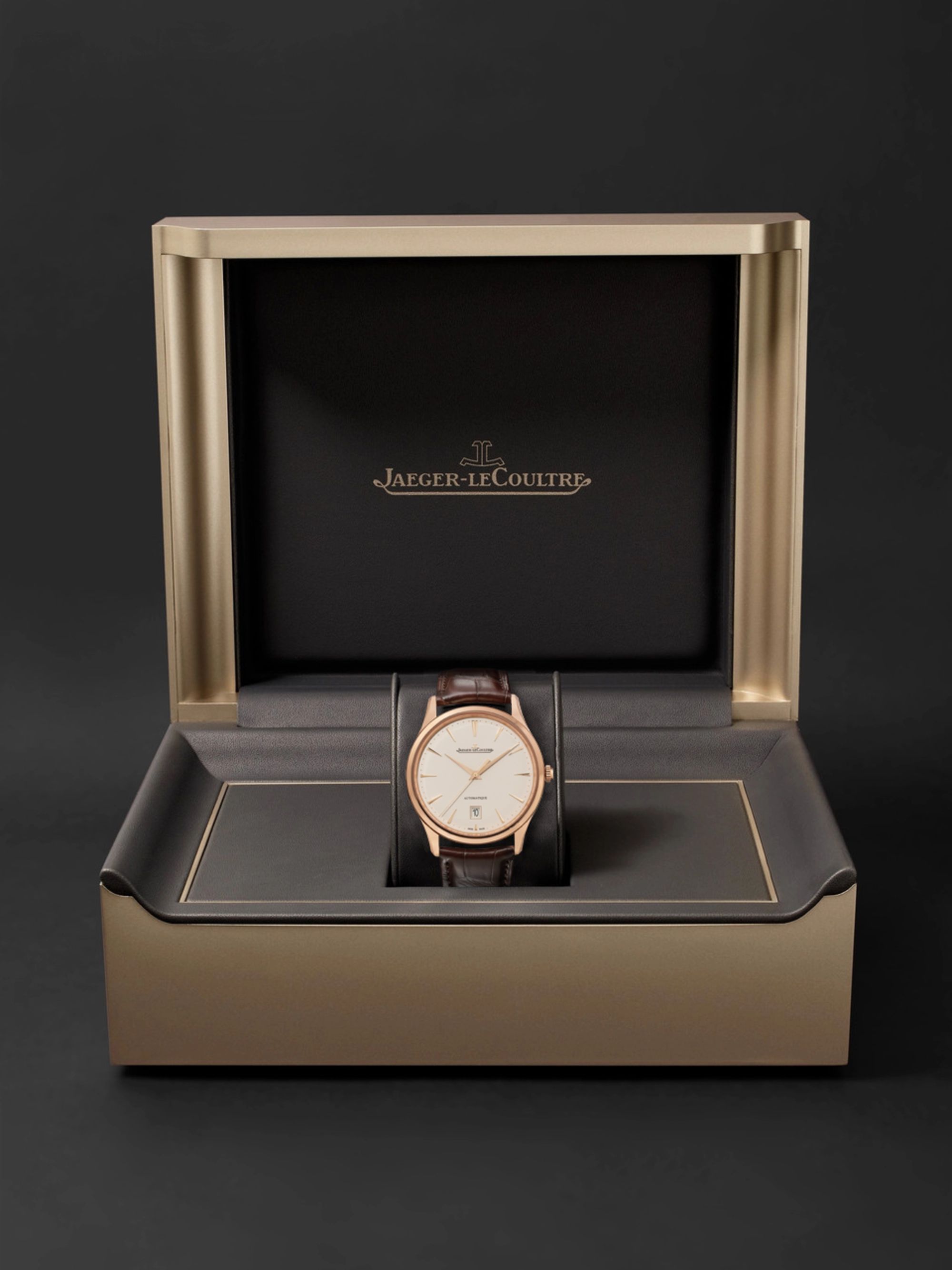 JAEGER-LECOULTRE Master Ultra Thin Date Automatic 39mm 18-Karat Rose Gold and Alligator Watch, Ref No. 1232510