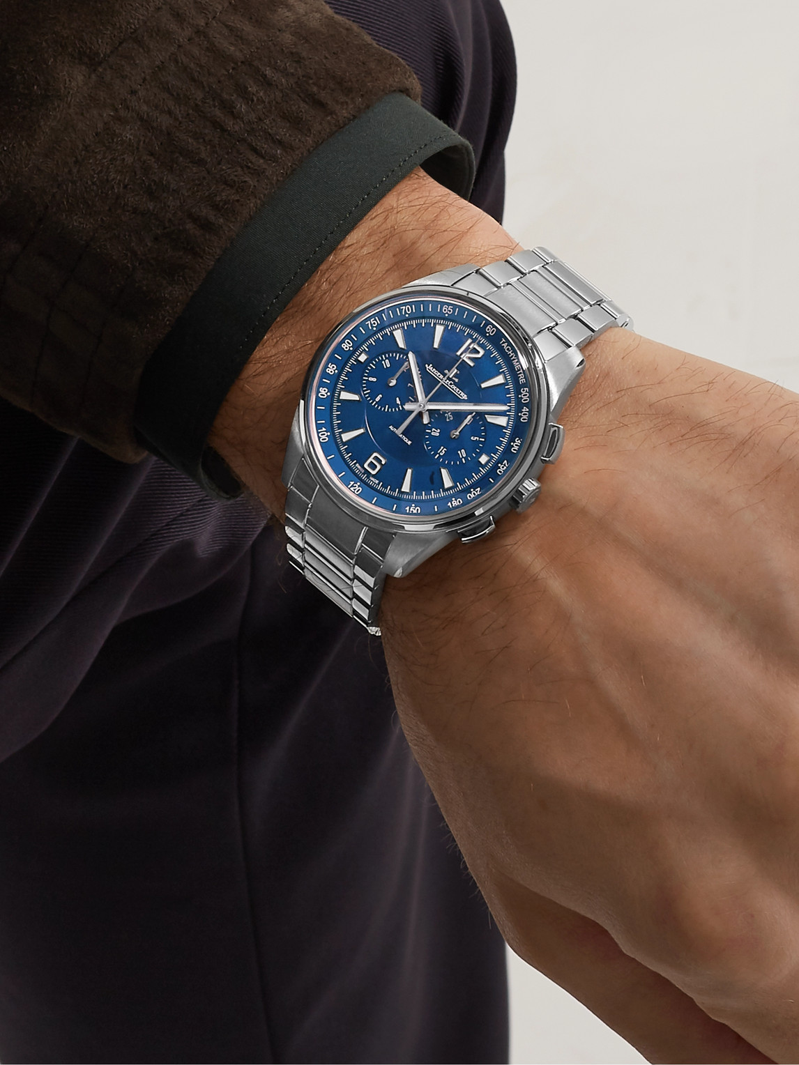 Shop Jaeger-lecoultre Polaris Automatic Chronograph 42mm Stainless Steel Watch, Ref. No. 9028180 In Blue
