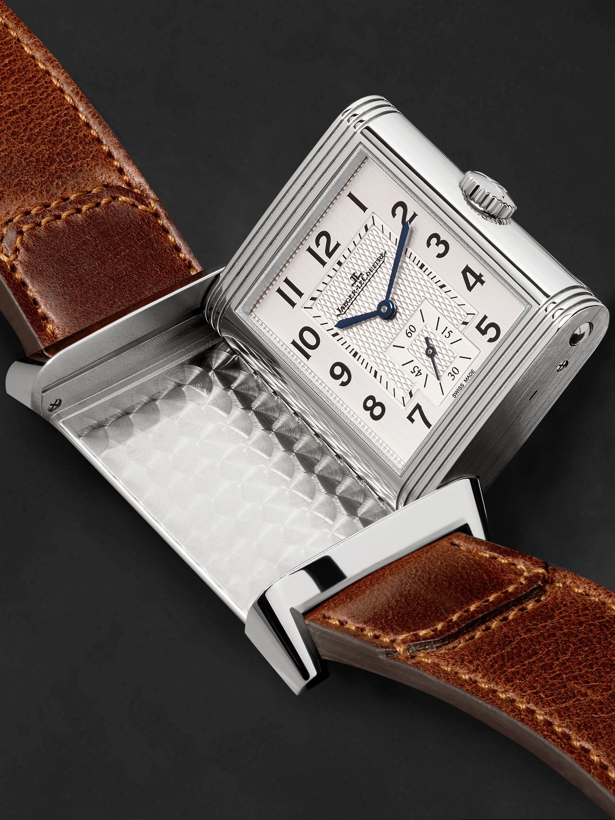 JAEGER-LECOULTRE Reverso Classic Large Duoface Hand-Wound 47mm x 28.3mm Stainless Steel and Leather Watch, Ref. No. Q3848422