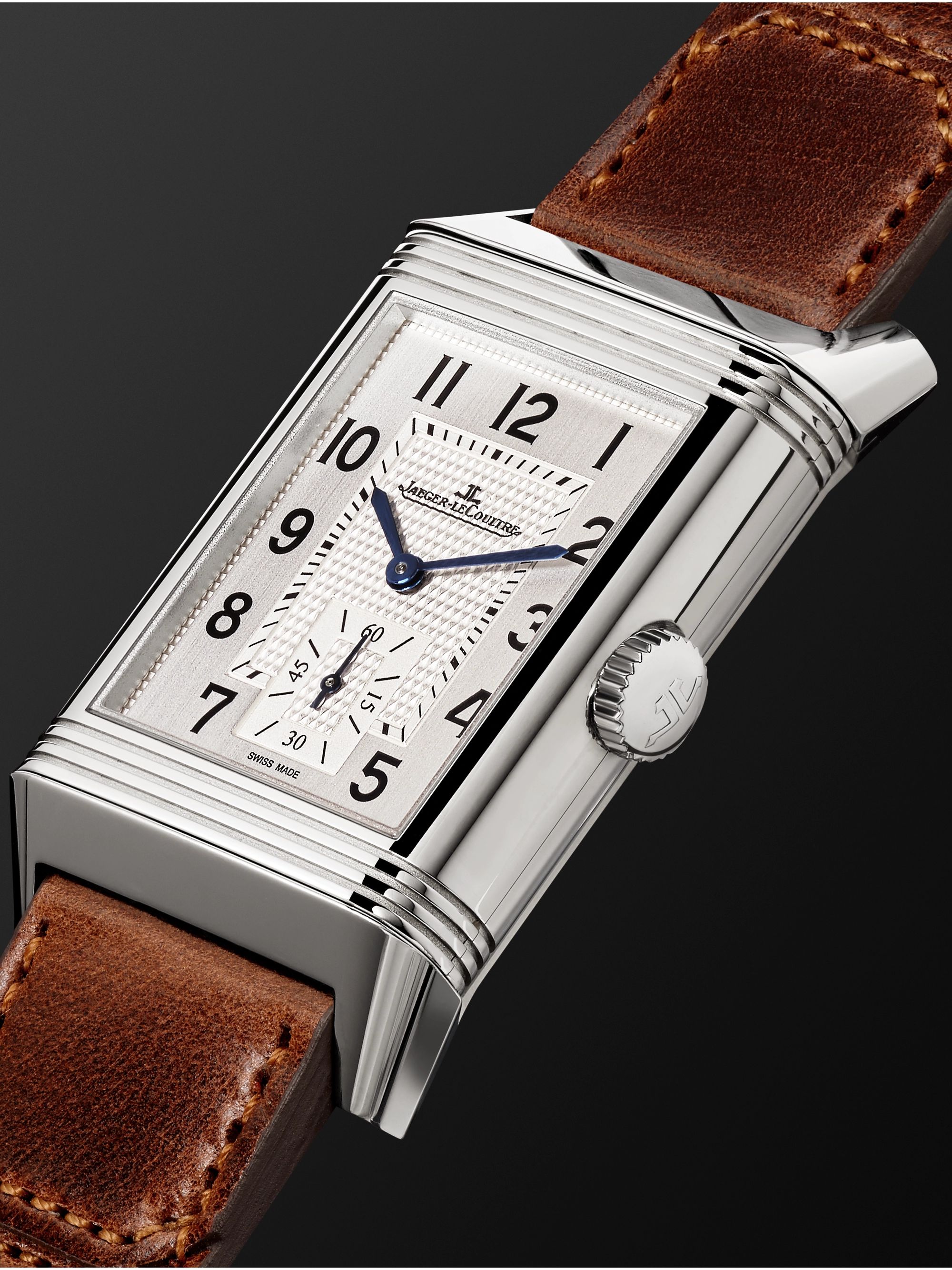 JAEGER-LECOULTRE Reverso Classic Large Duoface Hand-Wound 47mm x 28.3mm Stainless Steel and Leather Watch, Ref. No. Q3848422