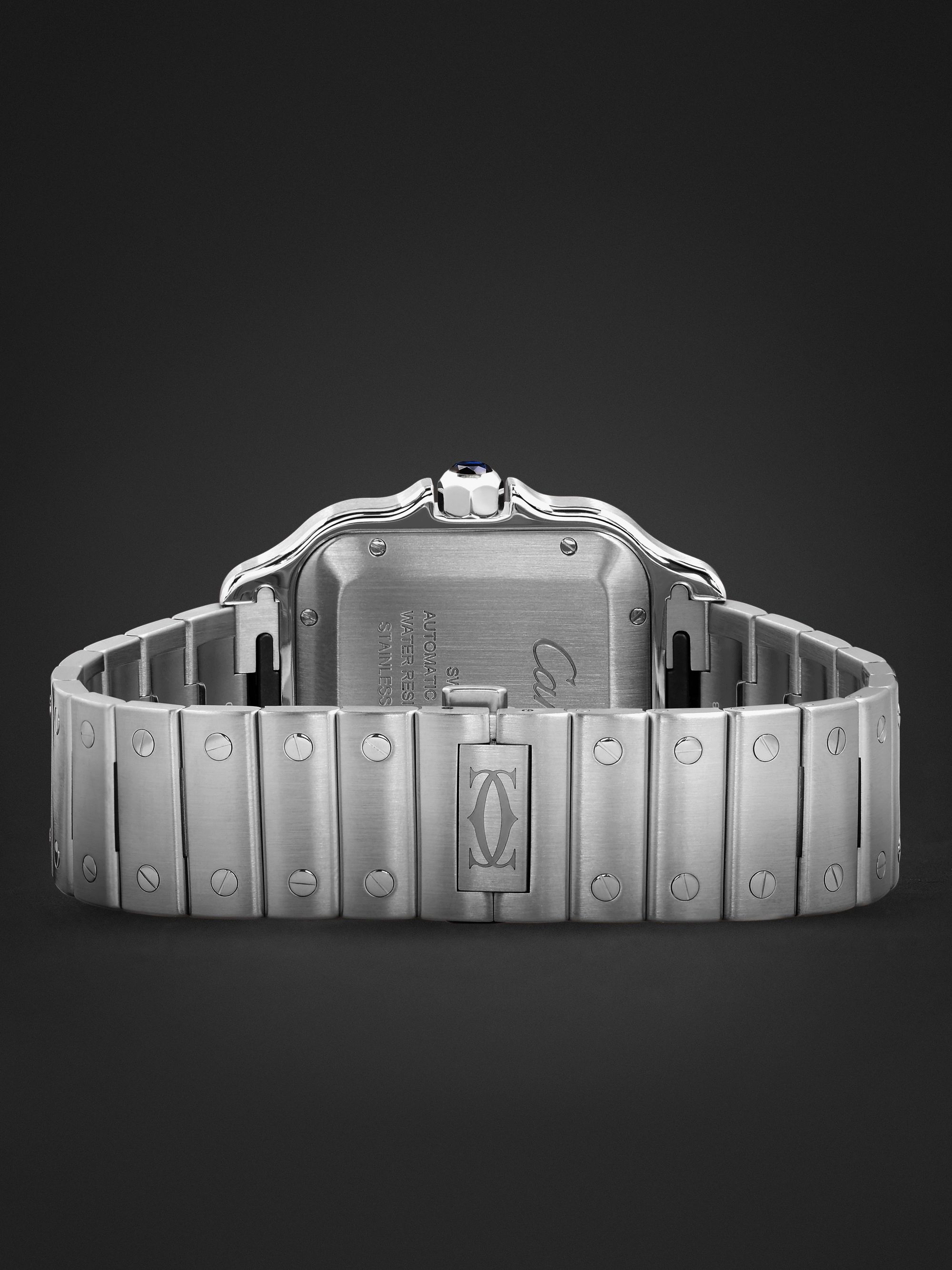 CARTIER Orologio automatico 35,6 mm in acciaio inossidabile con cinturino intercambiabile in pelle Santos, N. rif. WSSA0010