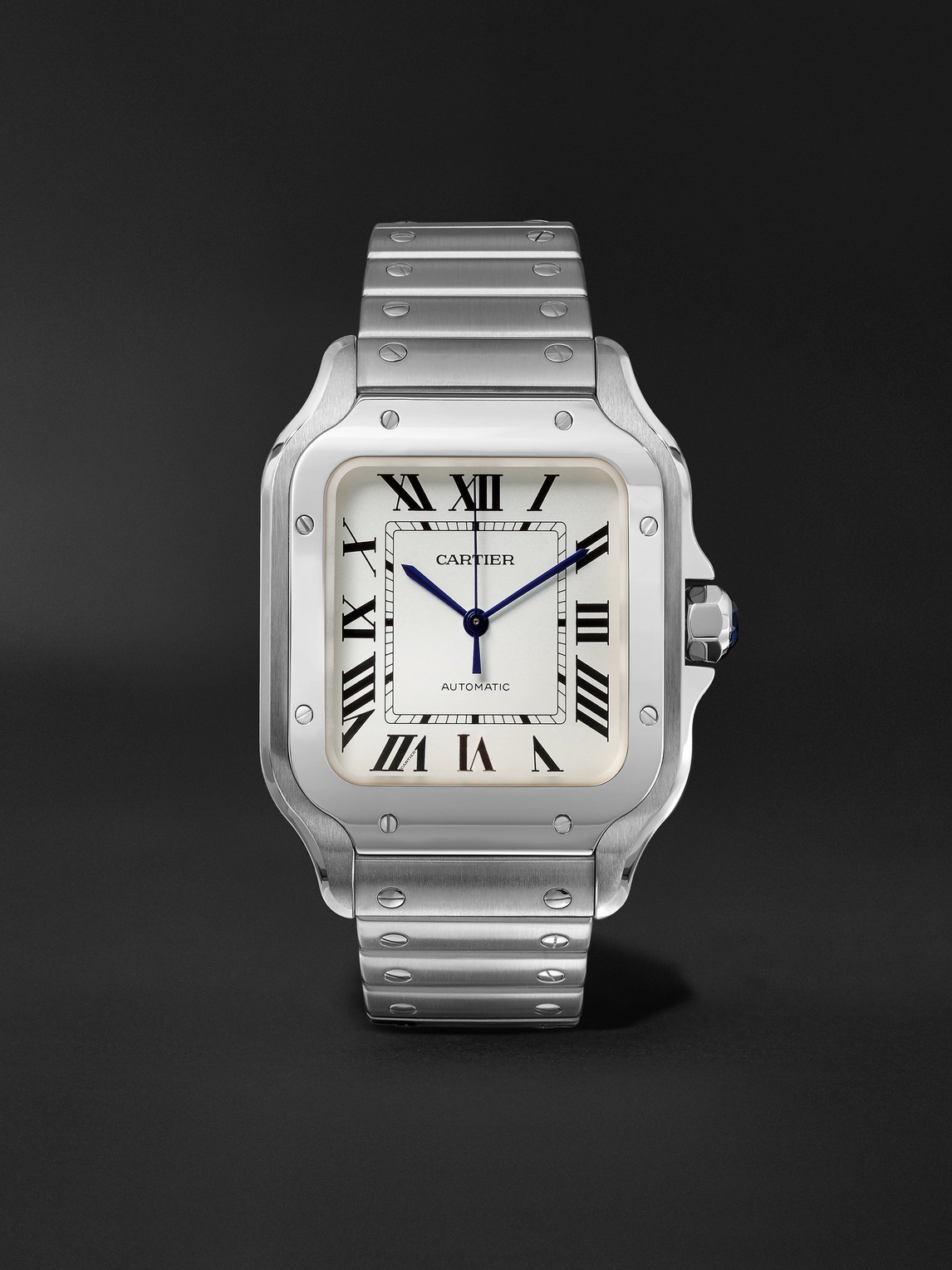 Cartier Santos Automatic 35.6mm Interchangeable Stainless Steel And Leather Watch, Ref. No. Wssa0010 In Silver