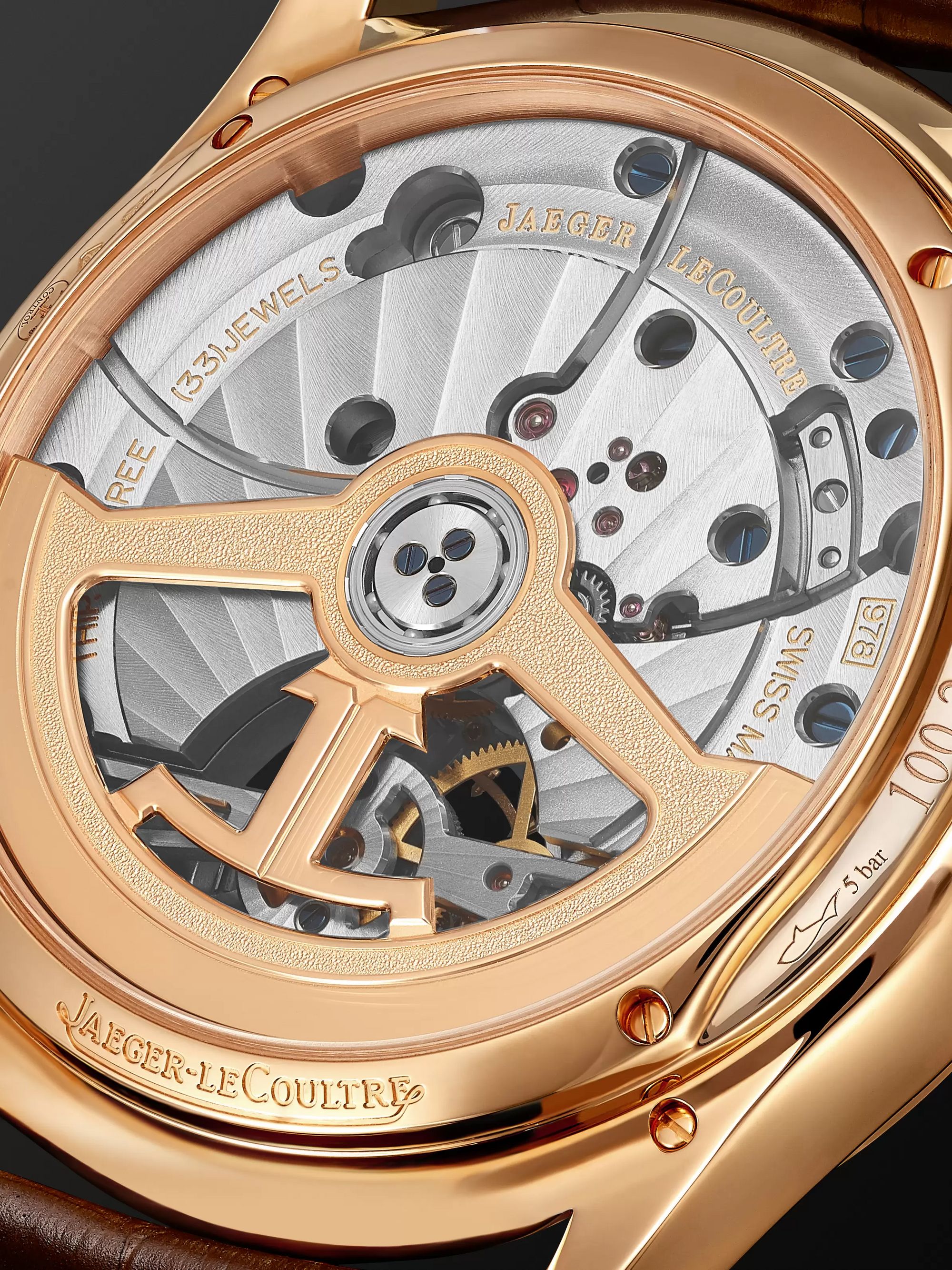 JAEGER LECOULTRE Master Ultra Thin Tourbillon Automatic 40mm 18-Karat Pink Gold and Alligator Watch, Ref. No. 1682410