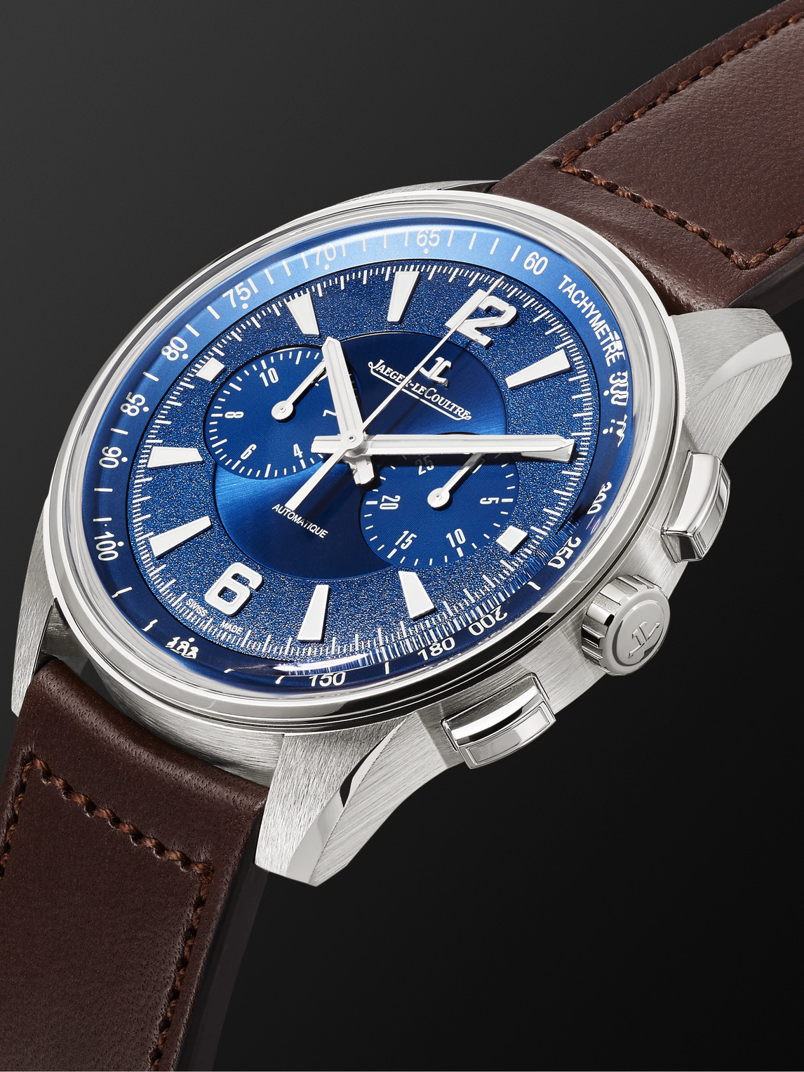 Shop Jaeger-lecoultre Polaris Automatic Chronograph 42mm Stainless Steel And Leather Watch, Ref. No. 9028480 In Blue