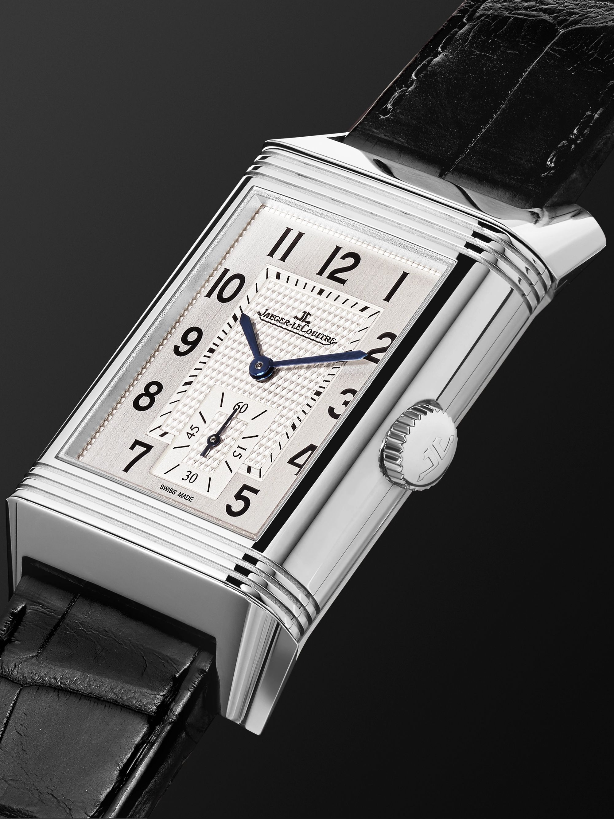 JAEGER-LECOULTRE Reverso Classic Large Hand-Wound 45mm x 27mm Stainless Steel and Alligator Watch, Ref. No. Q3858520