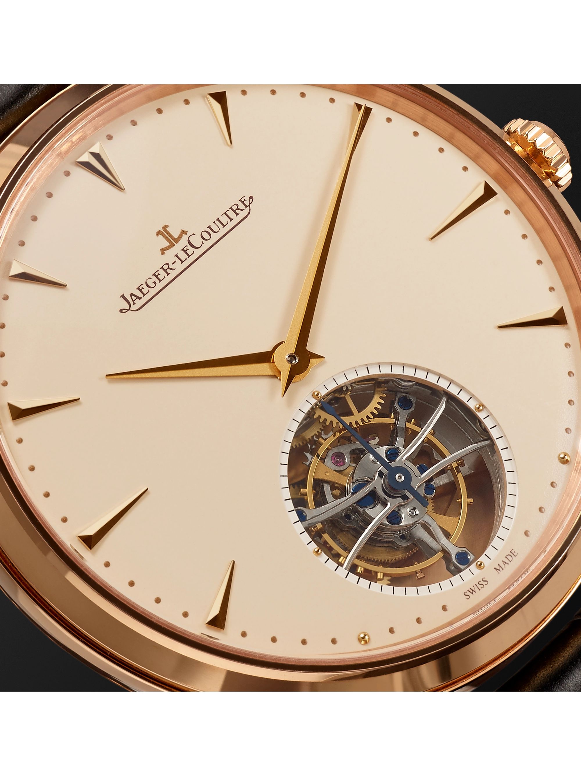 JAEGER LECOULTRE Master Ultra Thin Tourbillon 40mm 18-Karat Rose Gold and Alligator Watch