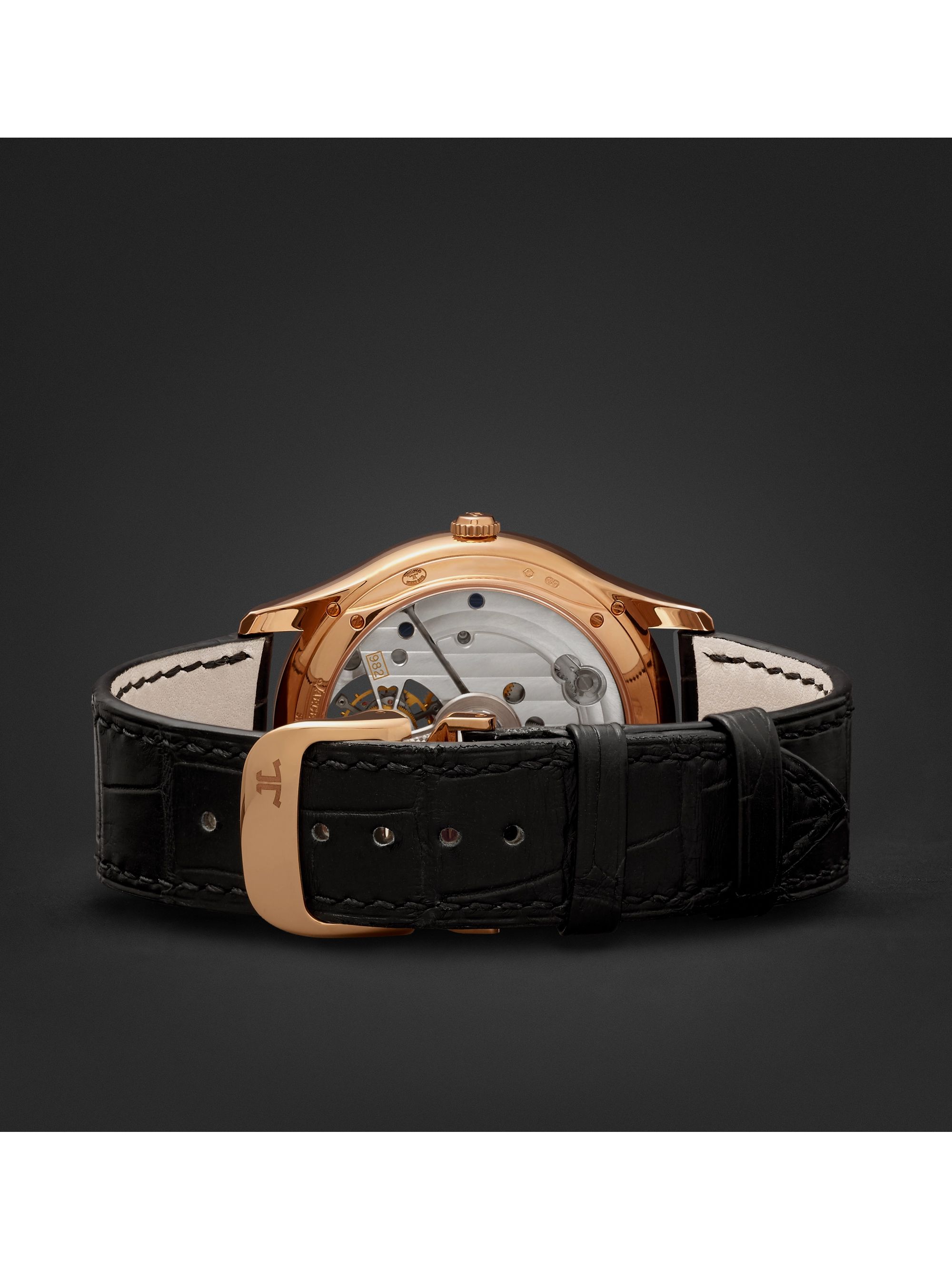 JAEGER LECOULTRE Master Ultra Thin Tourbillon 40mm 18-Karat Rose Gold and Alligator Watch