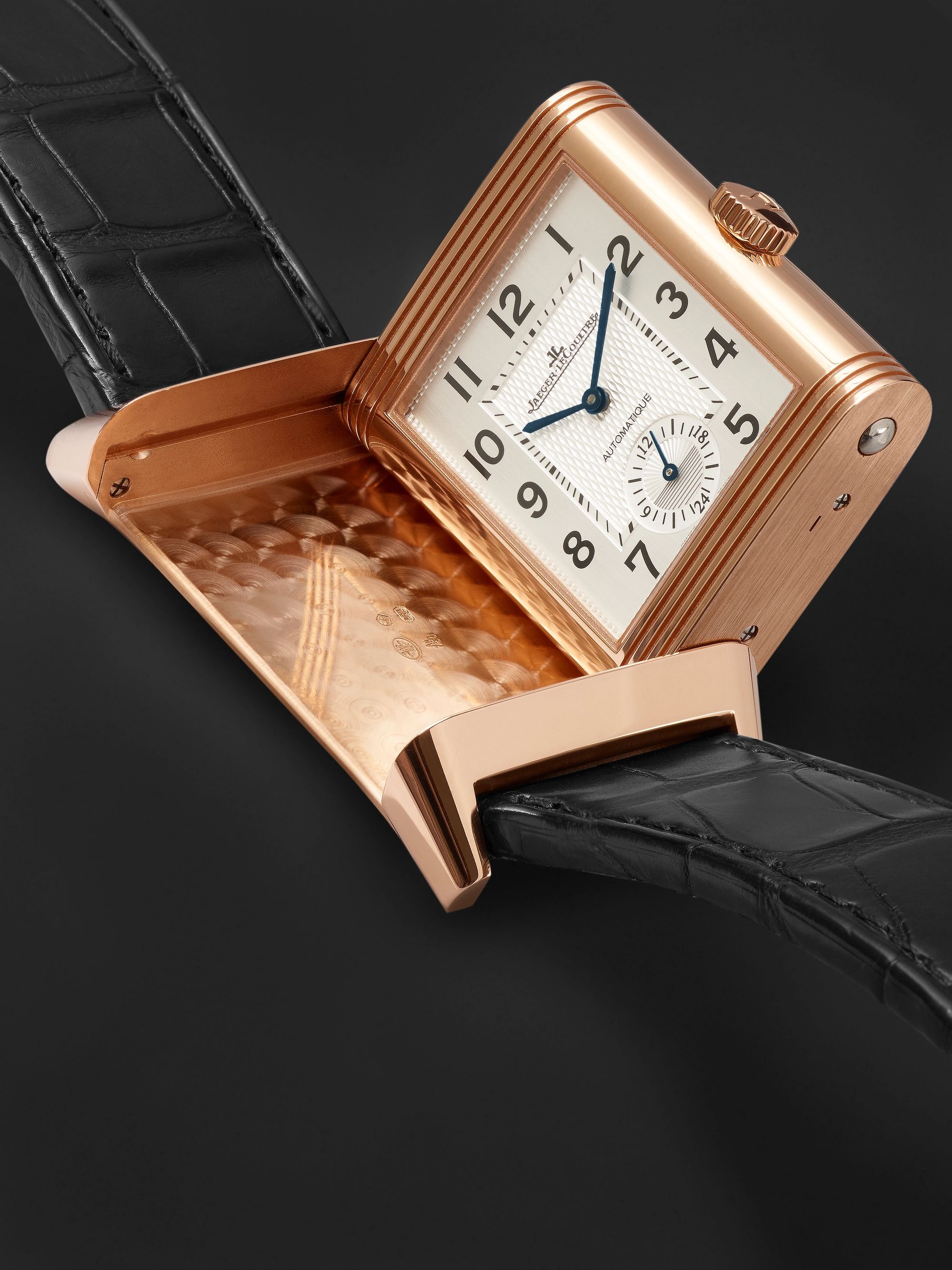 JAEGER-LECOULTRE Reverso Classic Large Duoface Automatic 28mm 18-Karat Rose Gold and Alligator Watch, Ref. No. Q1368470