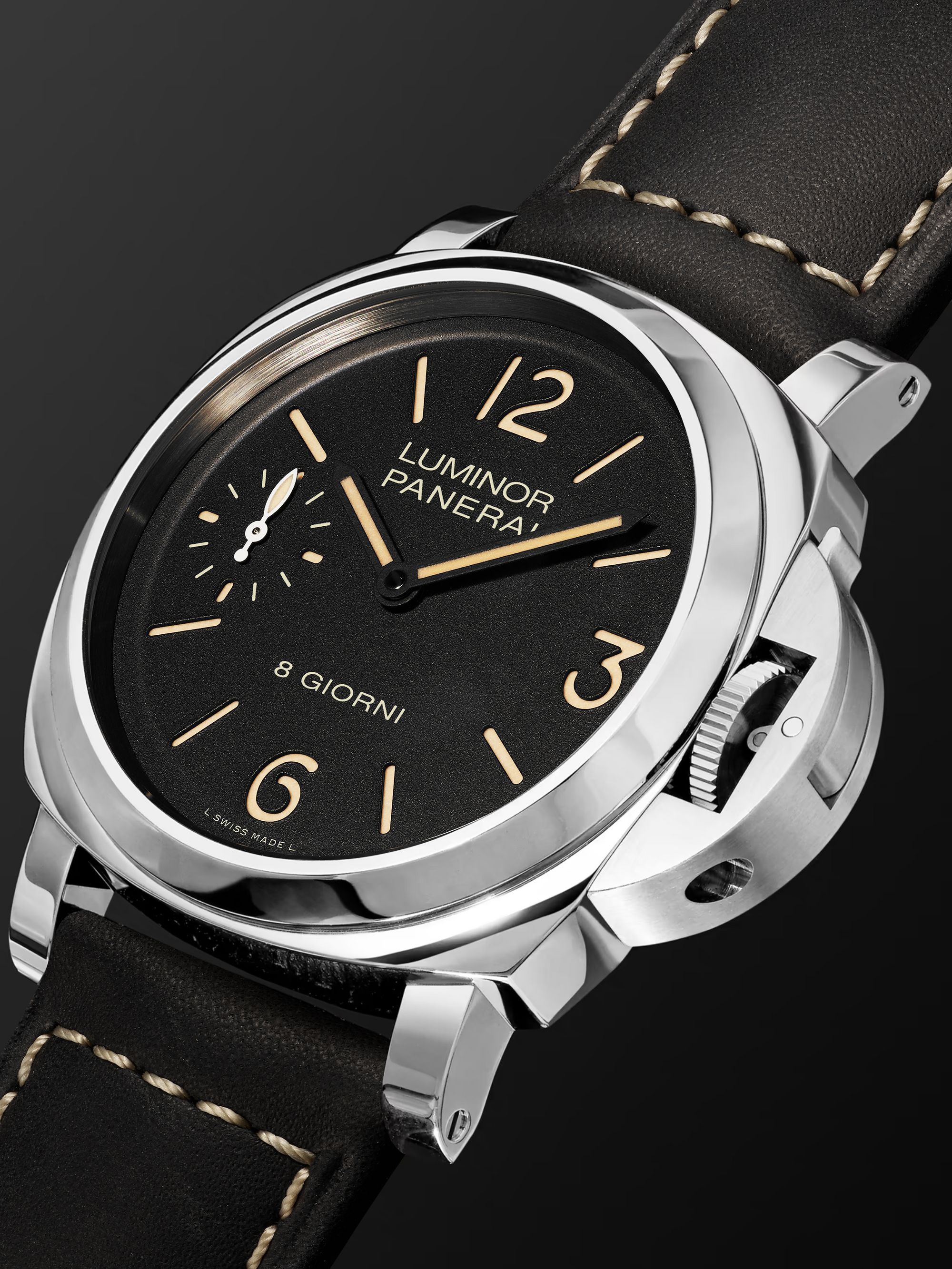 PANERAI Luminor Marina 8 Days Acciaio 44mm Stainless Steel and Leather Watch, Ref. No. PAM00915