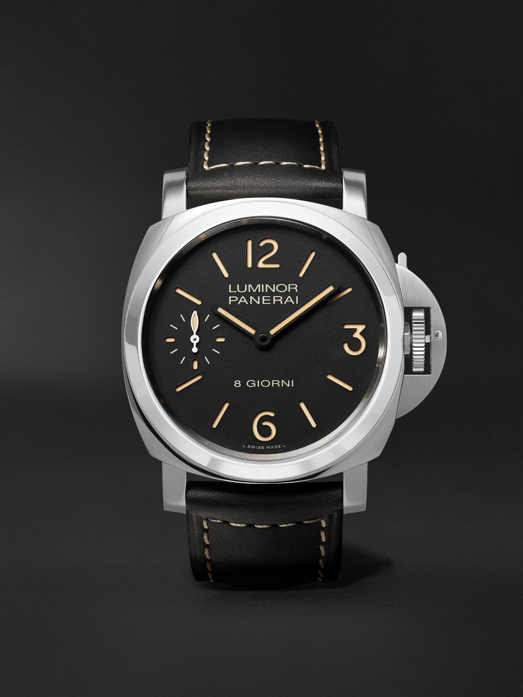 PANERAI Luminor Marina 8 Days Acciaio 44mm Stainless Steel and Leather Watch, Ref. No. PAM00915