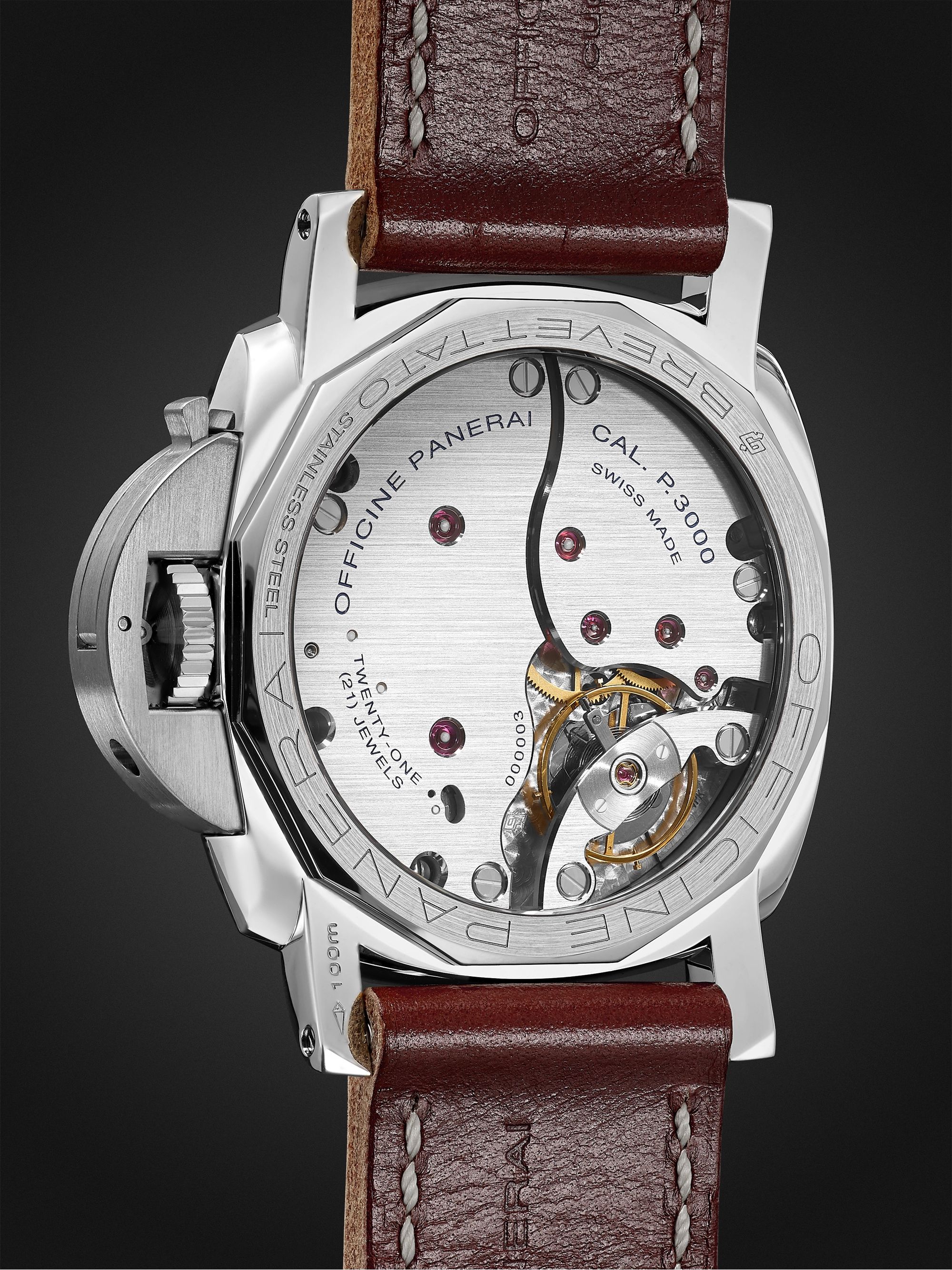 PANERAI Luminor 1950 Hand-Wound 47mm Stainless Steel and Leather Watch, Ref. No. PAM00372