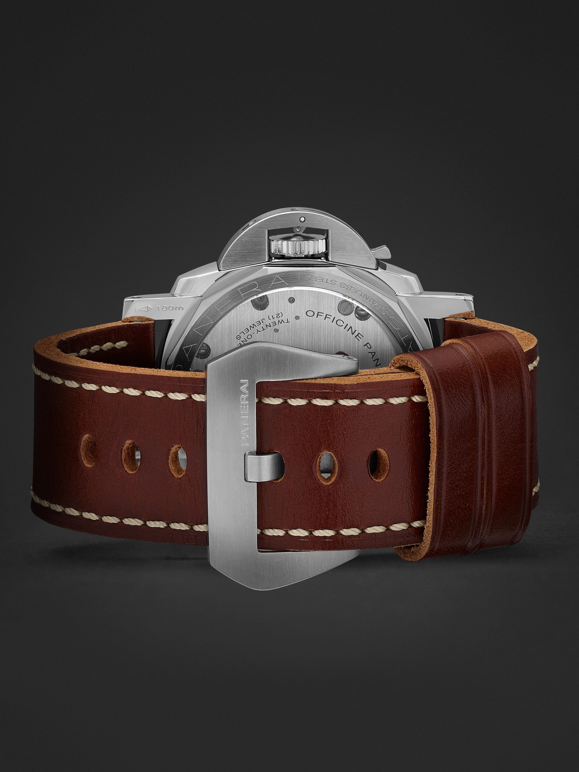 PANERAI Luminor 1950 Hand-Wound 47mm Stainless Steel and Leather Watch, Ref. No. PAM00372
