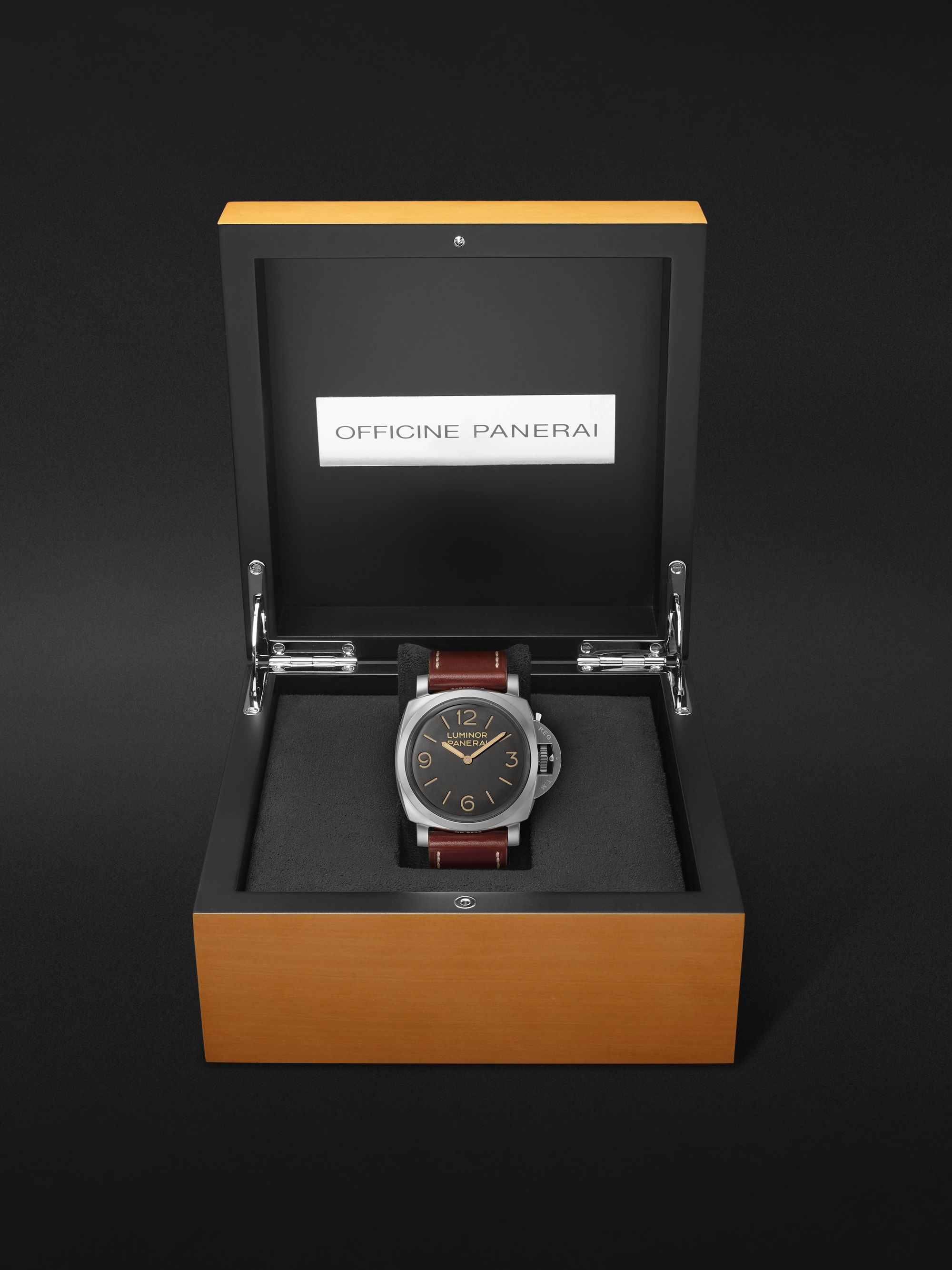 PANERAI Luminor 1950 Hand-Wound 47mm Stainless Steel and Leather Watch, Ref. No. PAM00372