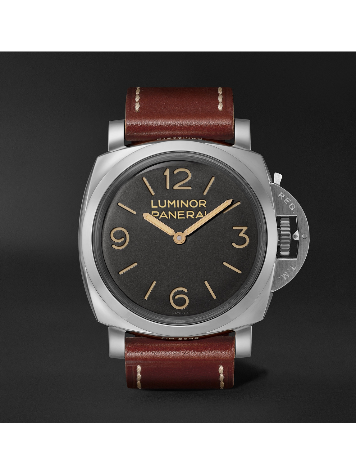 Panerai Luminor 1950 Hand-wound 47mm Stainless Steel And Leather Watch, Ref. No. Pam00372 In Black