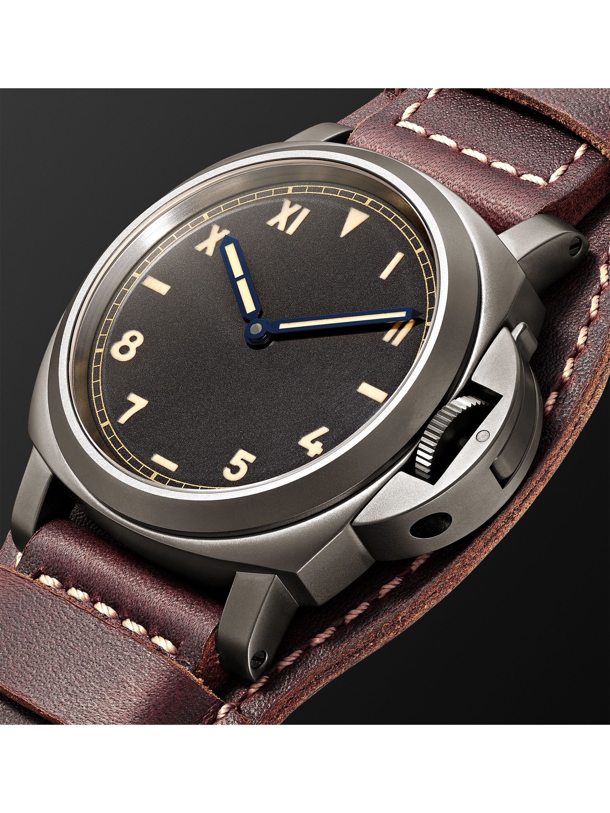 PANERAI Luminor California 8 Days DLC Hand-Wound 44mm Titanium and Leather Watch, Ref. No. PAM00779