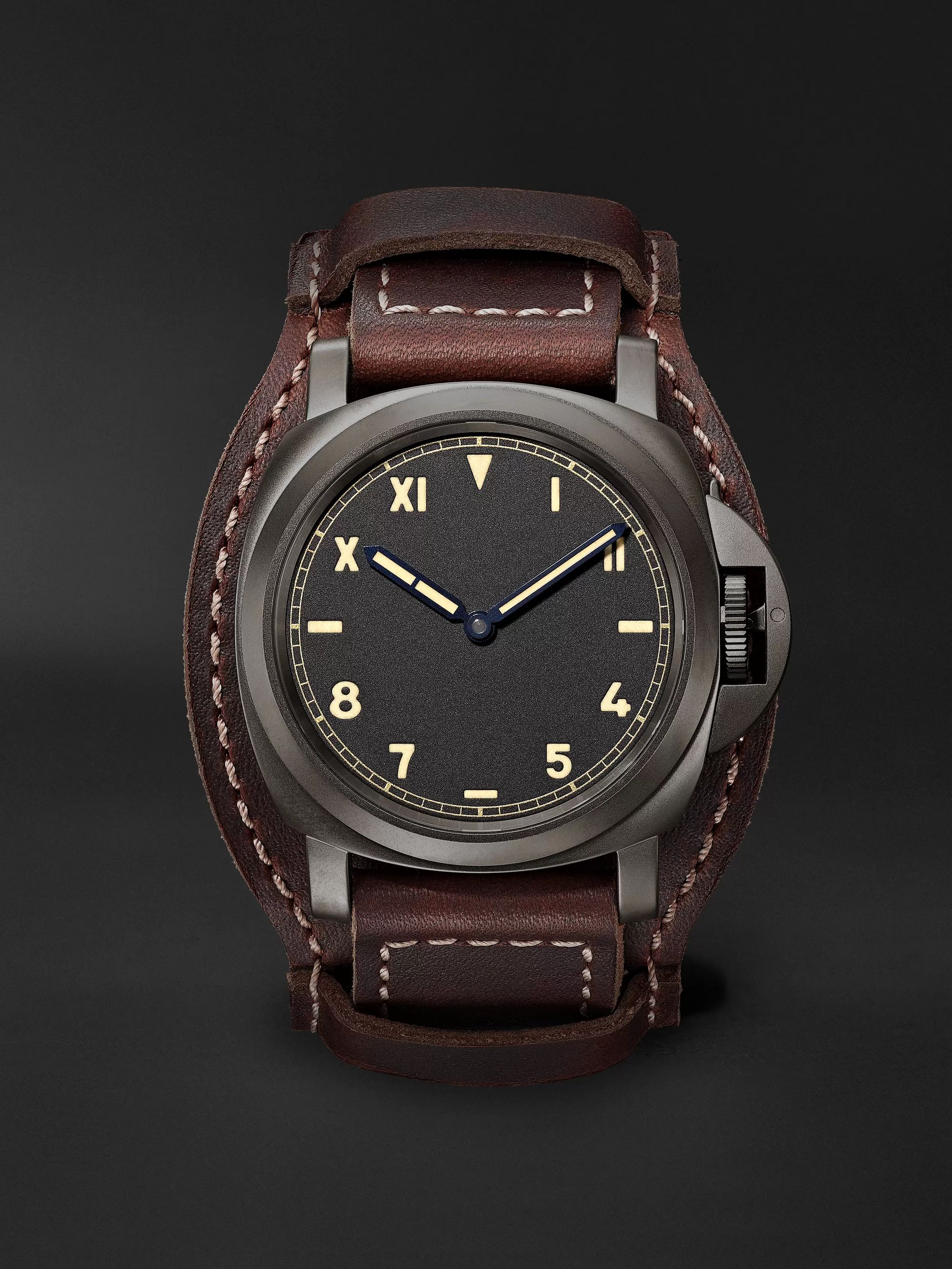 PANERAI Luminor California 8 Days DLC Hand-Wound 44mm Titanium and Leather Watch, Ref. No. PAM00779