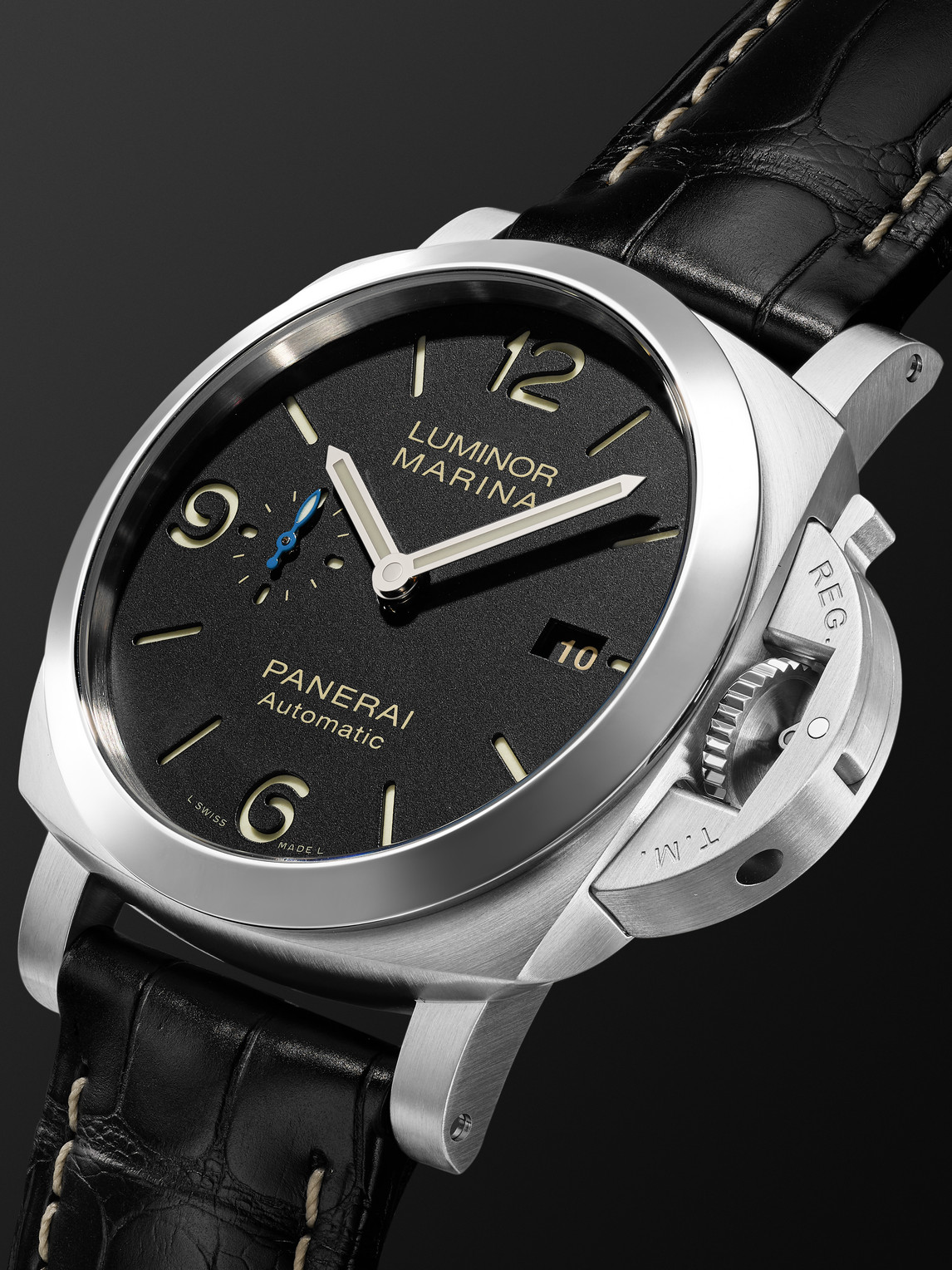  Panerai - Luminor Marina Automatic 1950 3 Days Acciaio Automatic 44mm Stainless Steel And Alligator Watch, Ref. No. Pam01312 - Men - Black 
