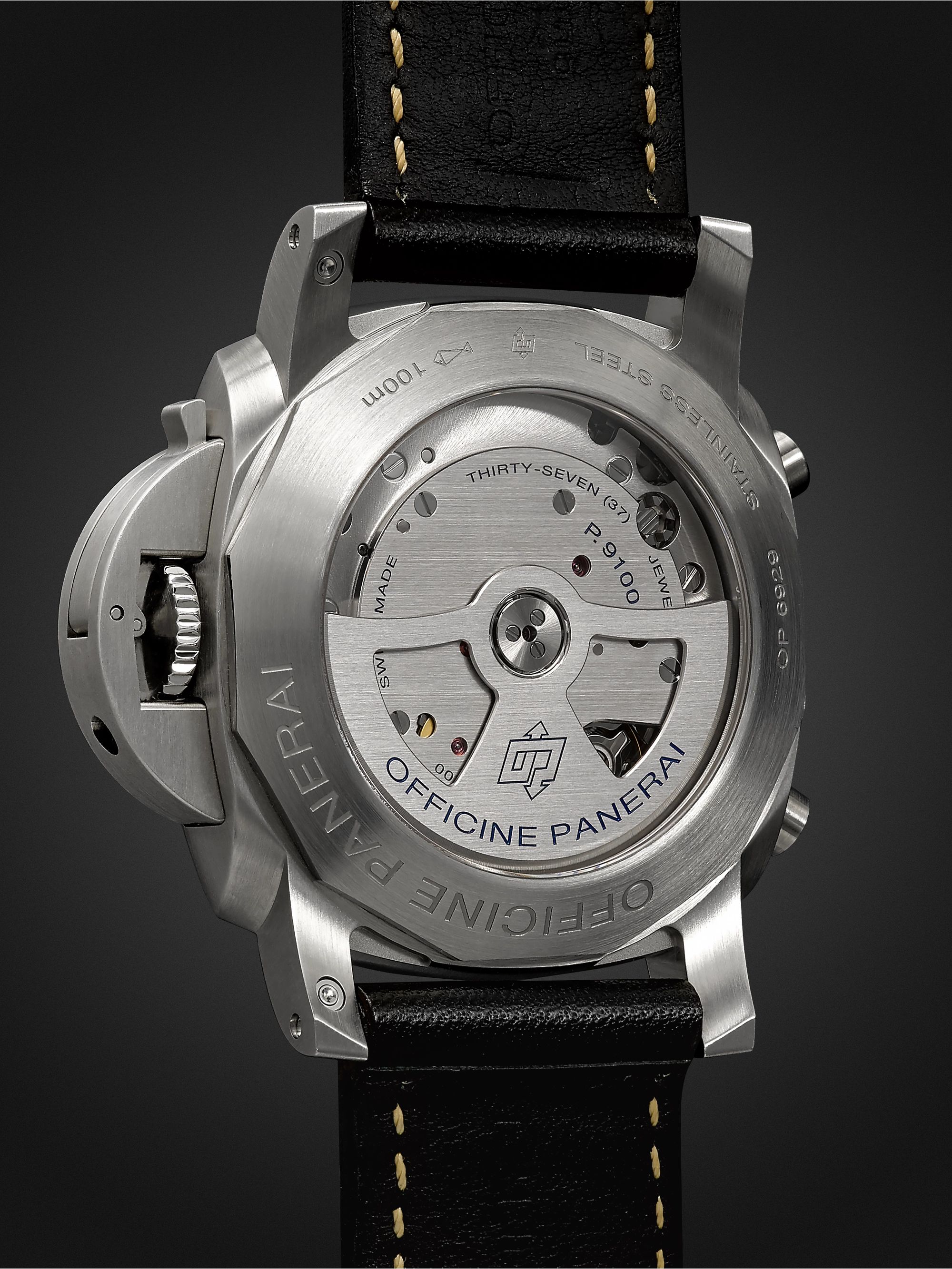 PANERAI Luminor Chrono Automatic Flyback Chronograph 44mm Stainless Steel and Leather Watch, Ref. No. PAM00524