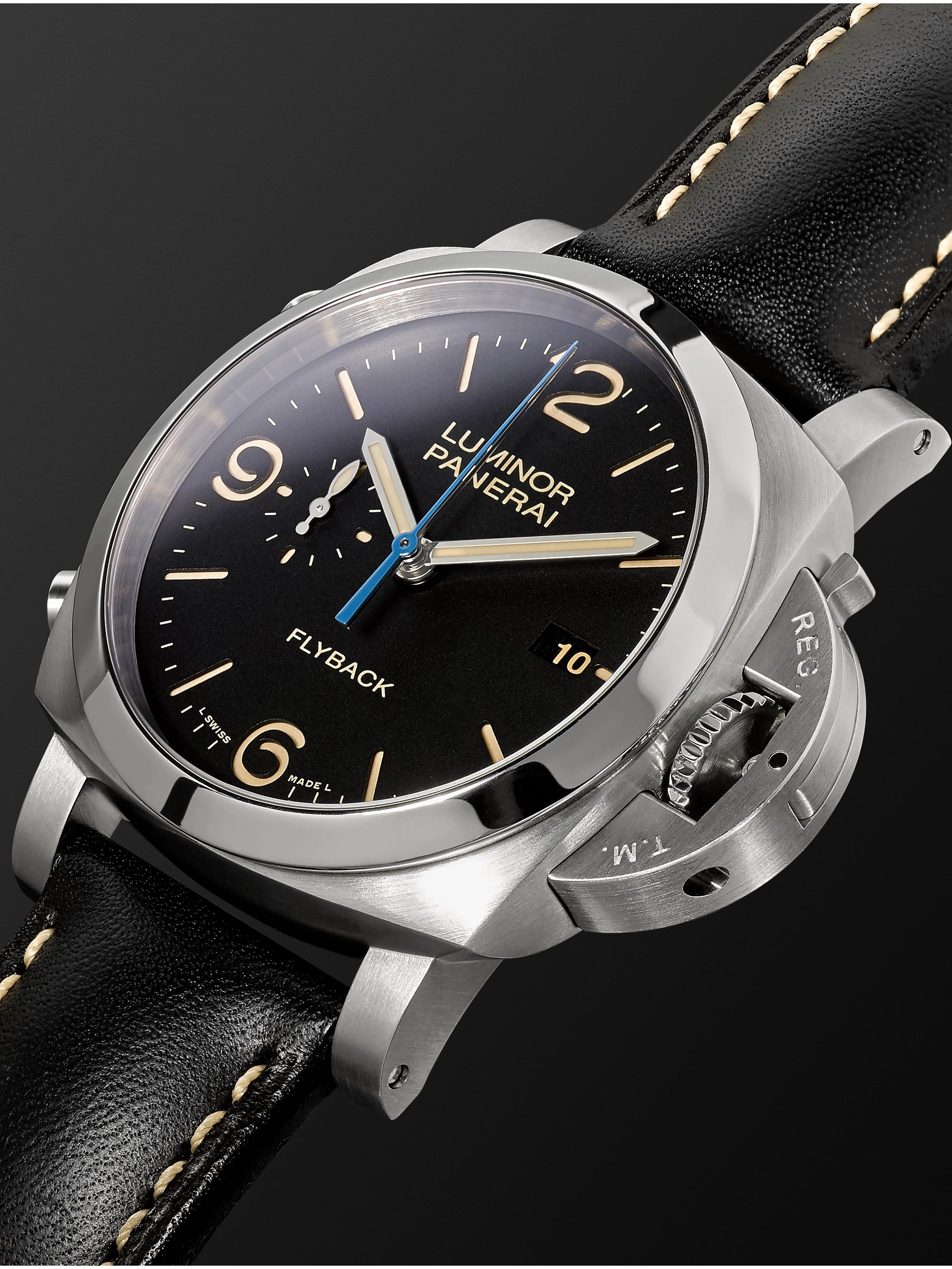 PANERAI Luminor Chrono Automatic Flyback Chronograph 44mm Stainless Steel and Leather Watch, Ref. No. PAM00524