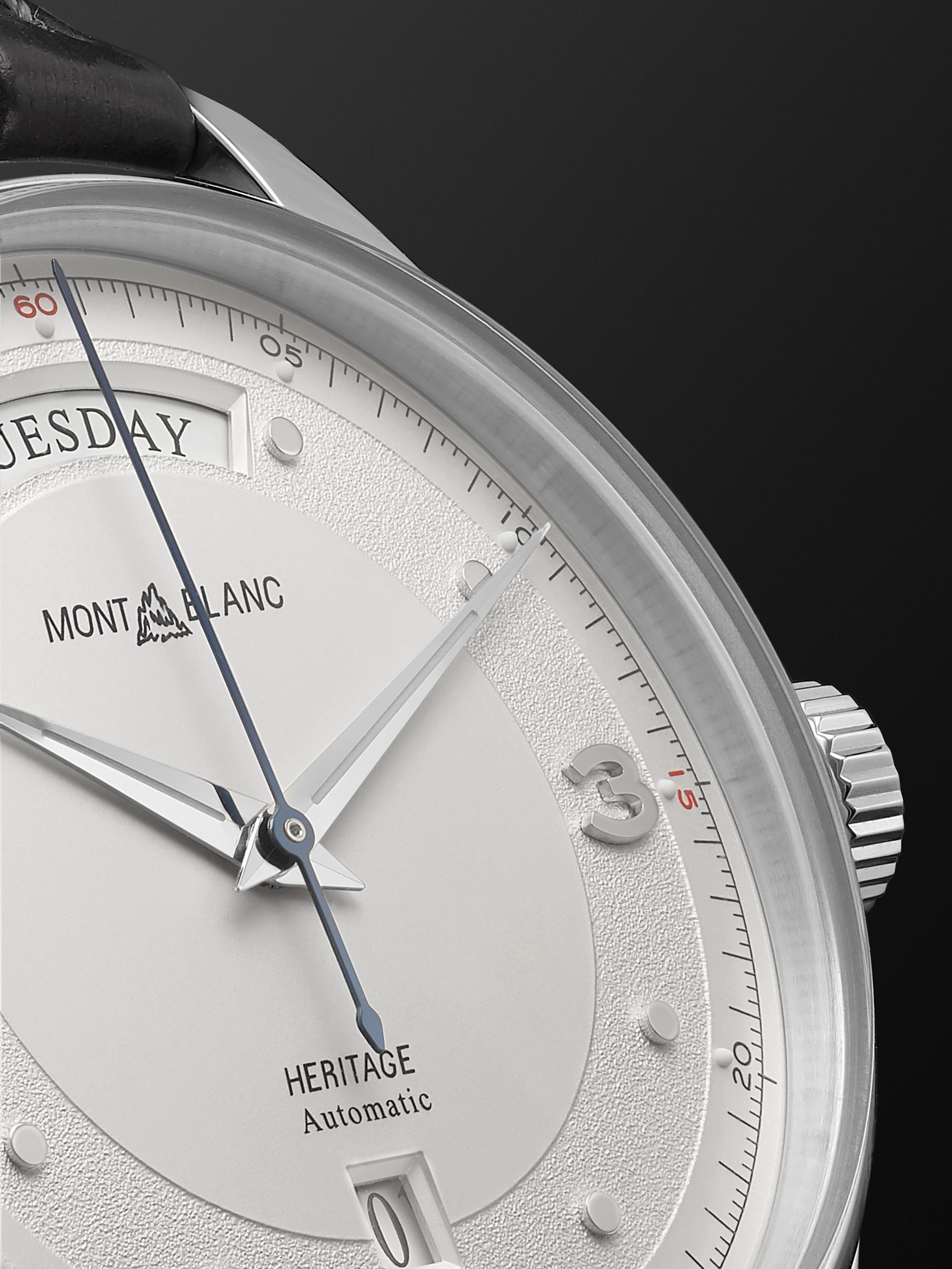 MONTBLANC Heritage Automatic Day-Date 39mm Stainless Steel and Alligator Watch, Ref. No. 119947