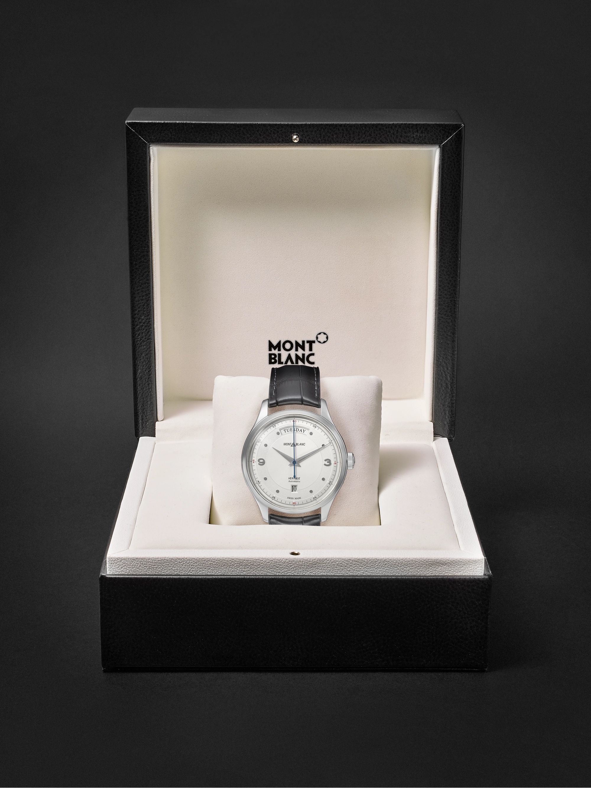 MONTBLANC Heritage Automatic Day-Date 39mm Stainless Steel and Alligator Watch, Ref. No. 119947