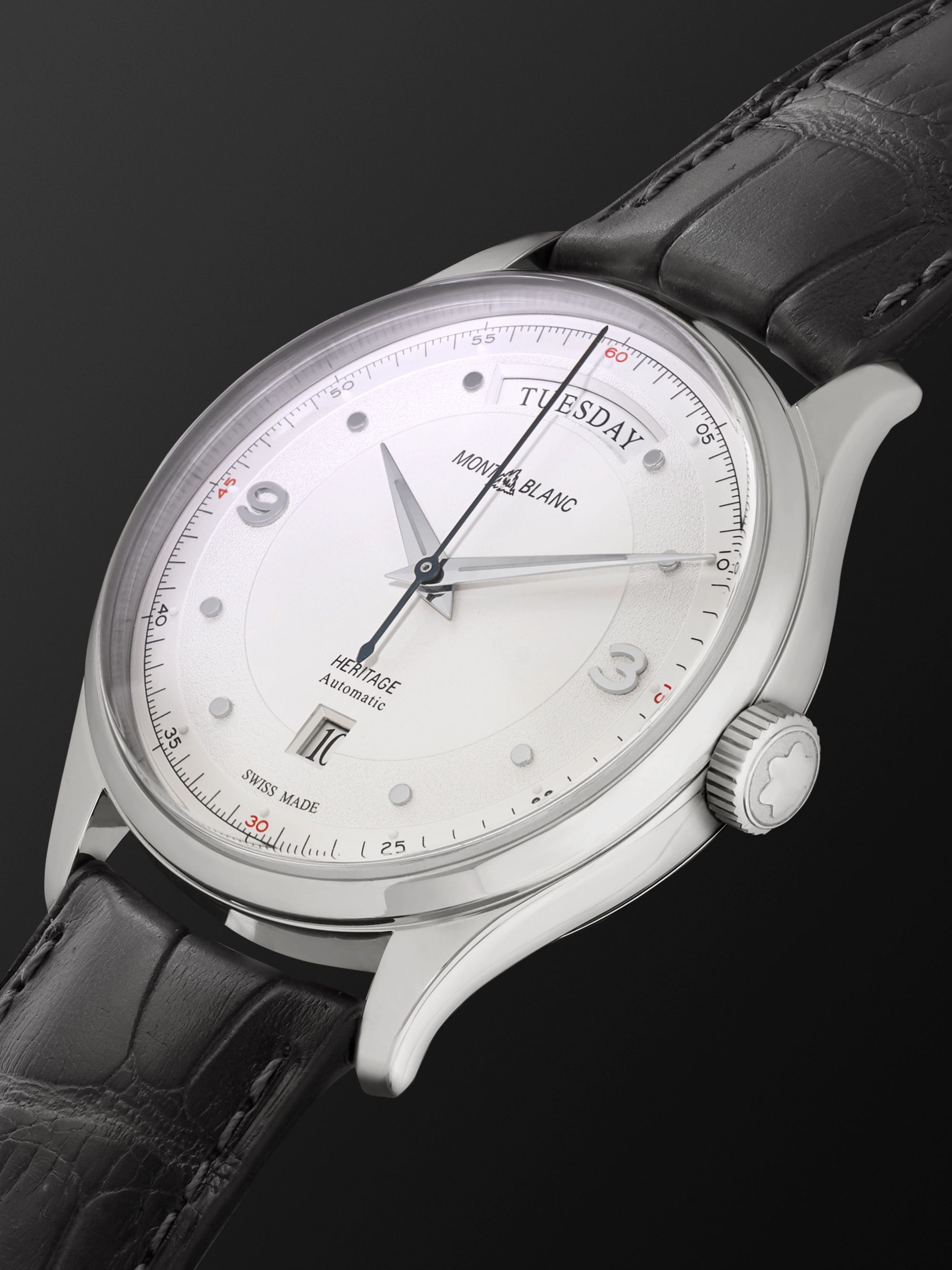 MONTBLANC Heritage Automatic Day-Date 39mm Stainless Steel and Alligator Watch, Ref. No. 119947
