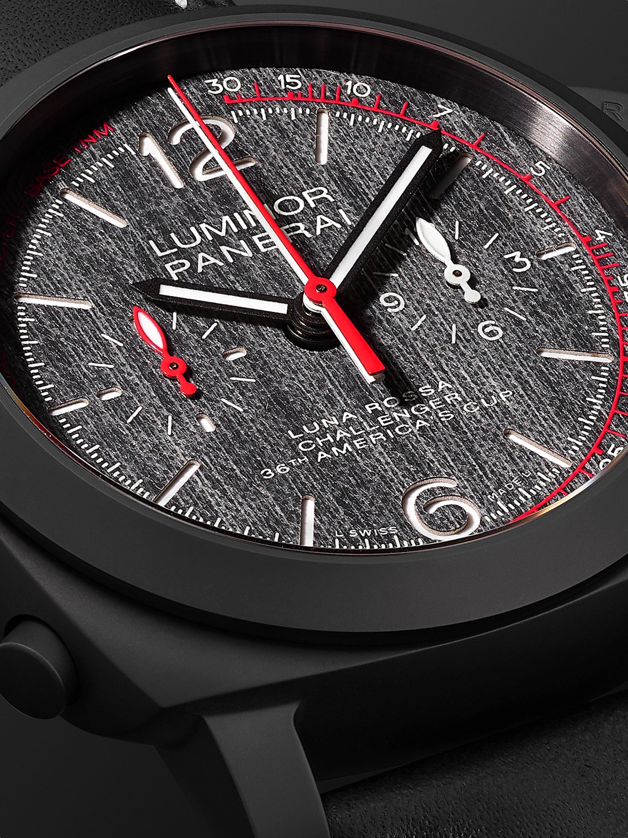 PANERAI Luminor Luna Rossa Automatic Flyback Chronograph 44mm Ceramic and Leather Watch, Ref. No. PAM01037