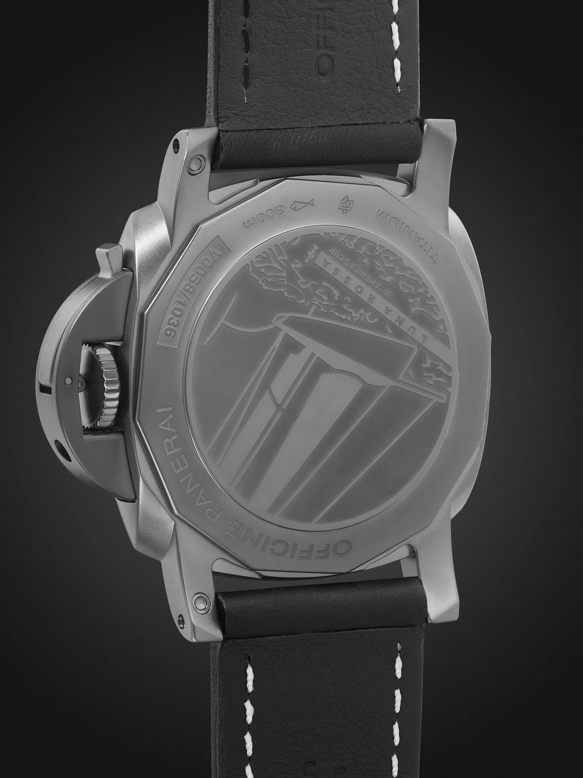 PANERAI Luminor Luna Rossa GMT Automatic 44mm Titanium and Leather Watch, Ref. No. PAM01036