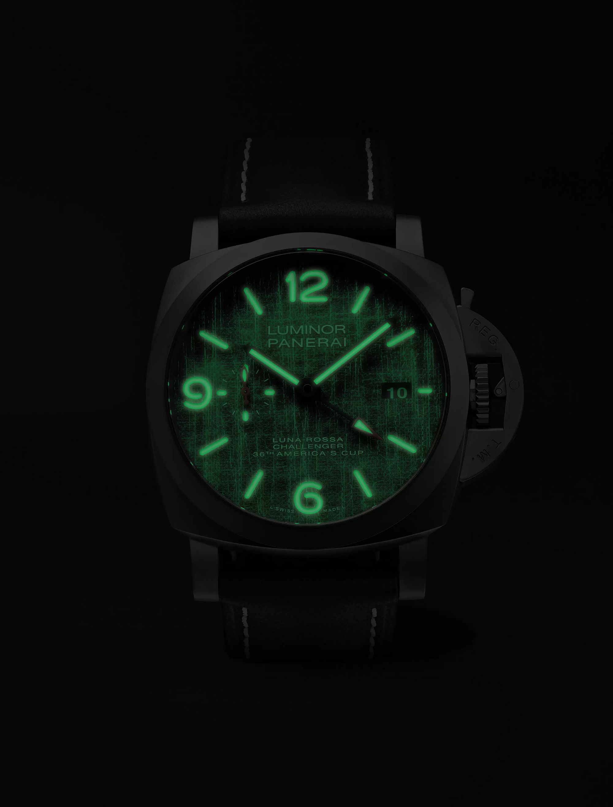 PANERAI Luminor Luna Rossa GMT Automatic 44mm Titanium and Leather Watch, Ref. No. PAM01036