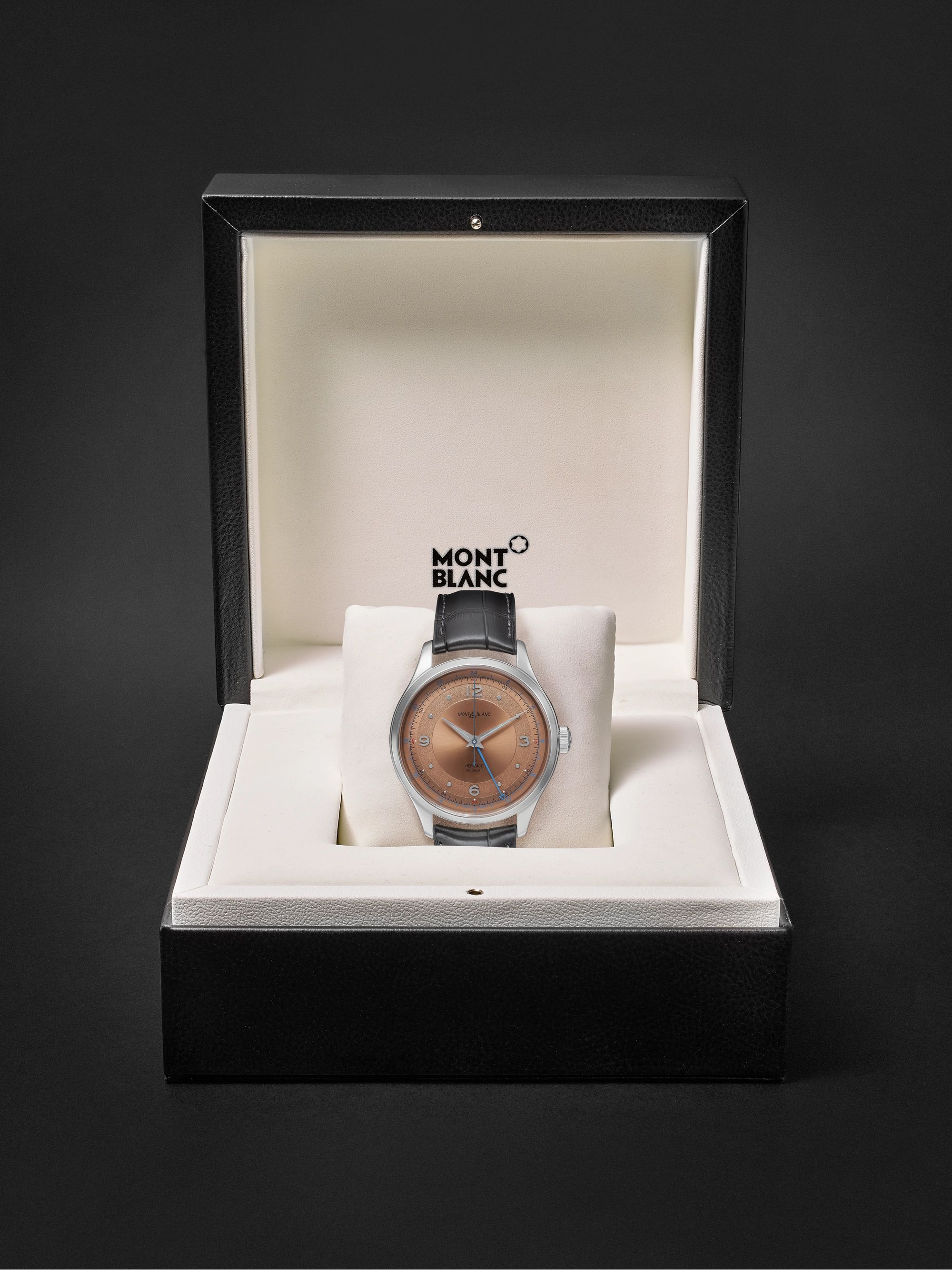 MONTBLANC Heritage GMT Automatic 40mm Stainless Steel and Alligator Watch, Ref. No. 119950