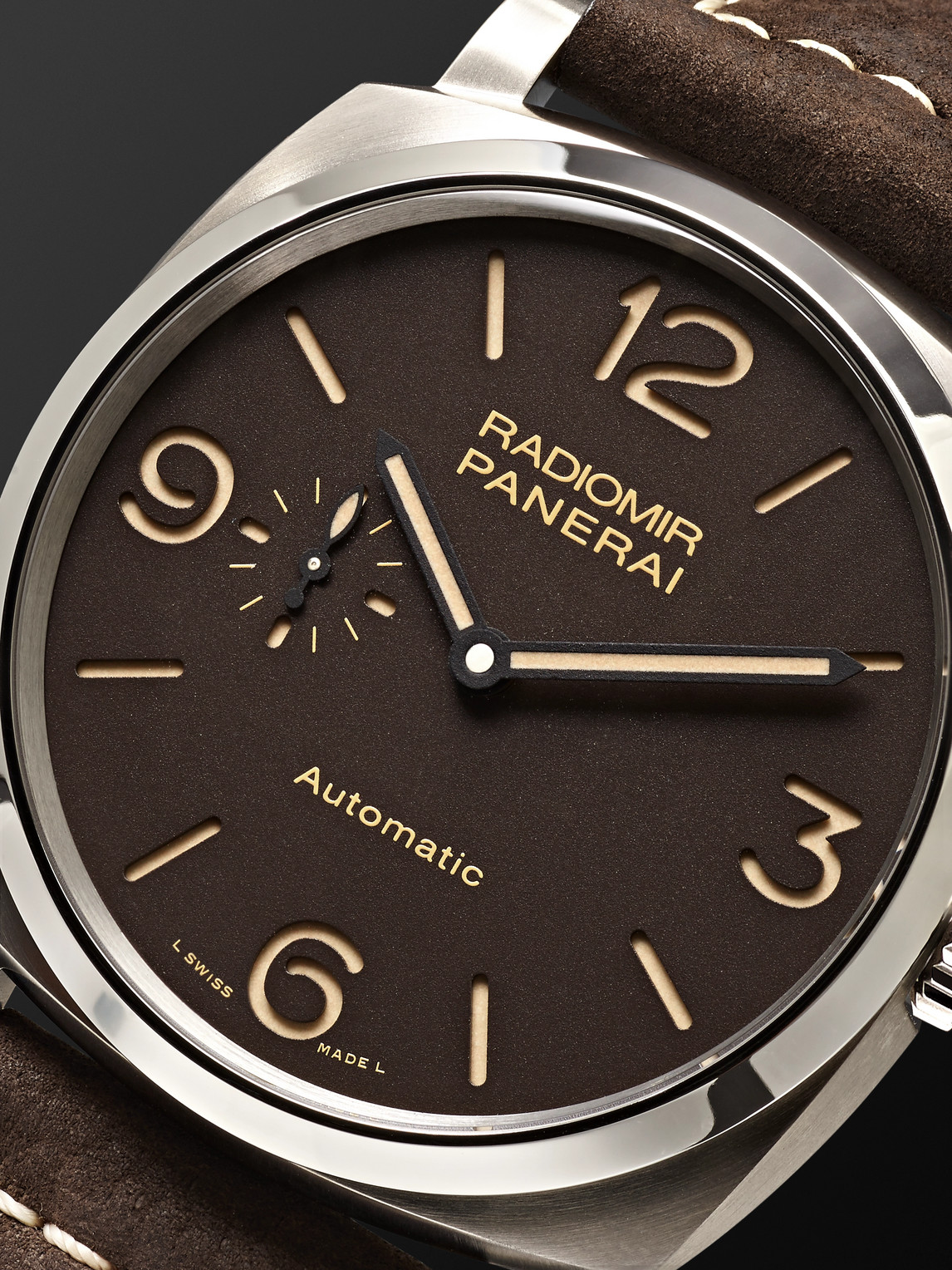 Shop Panerai Radiomir 1940 3 Days Automatic Titanio 45mm Titanium And Leather Watch, Ref. No. Pam00619 In Brown