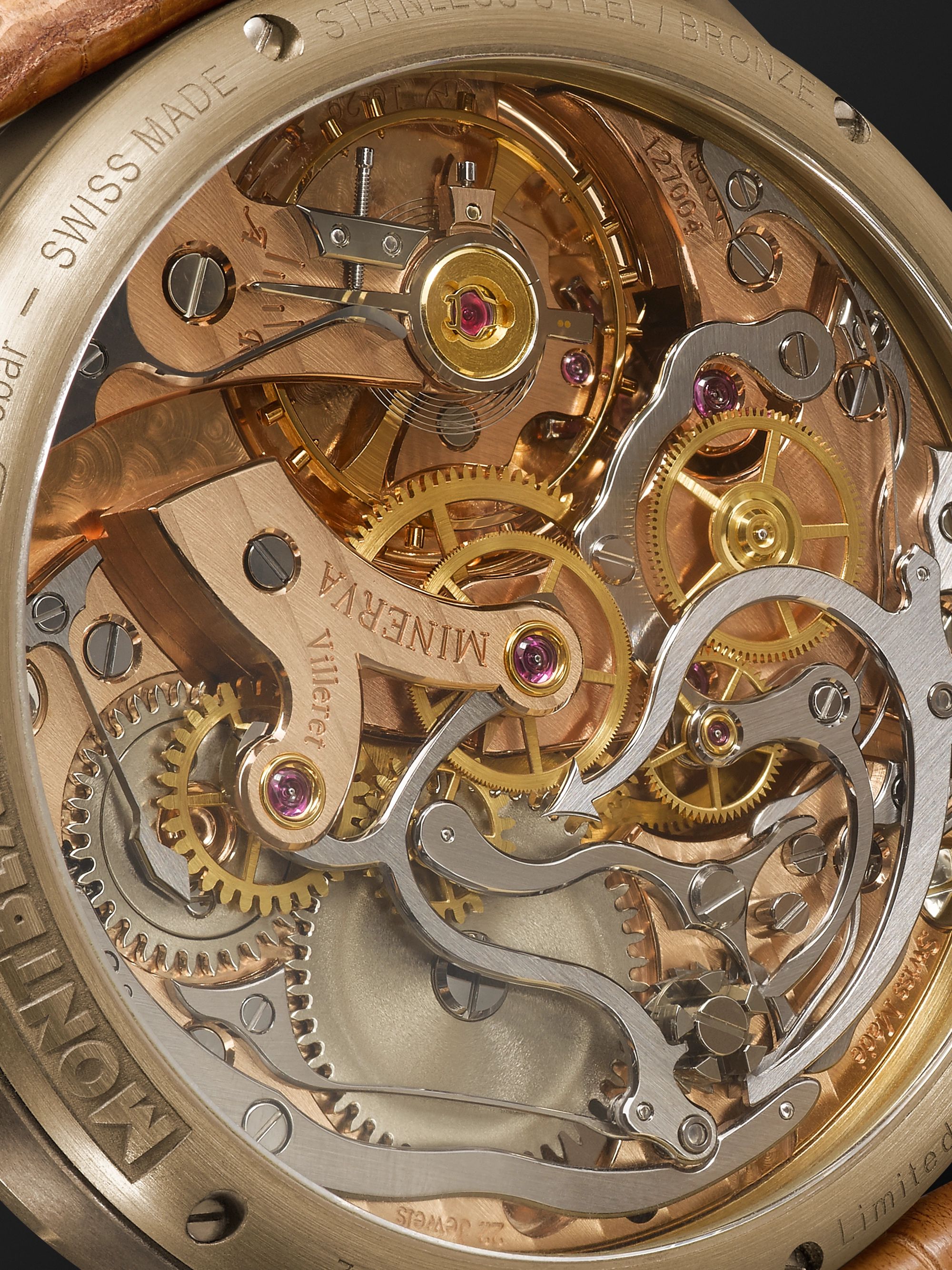 MONTBLANC 1858 Chronograph Tachymeter Limited Edition 100 44mm Bronze and Alligator Watch, Ref. No. 116243