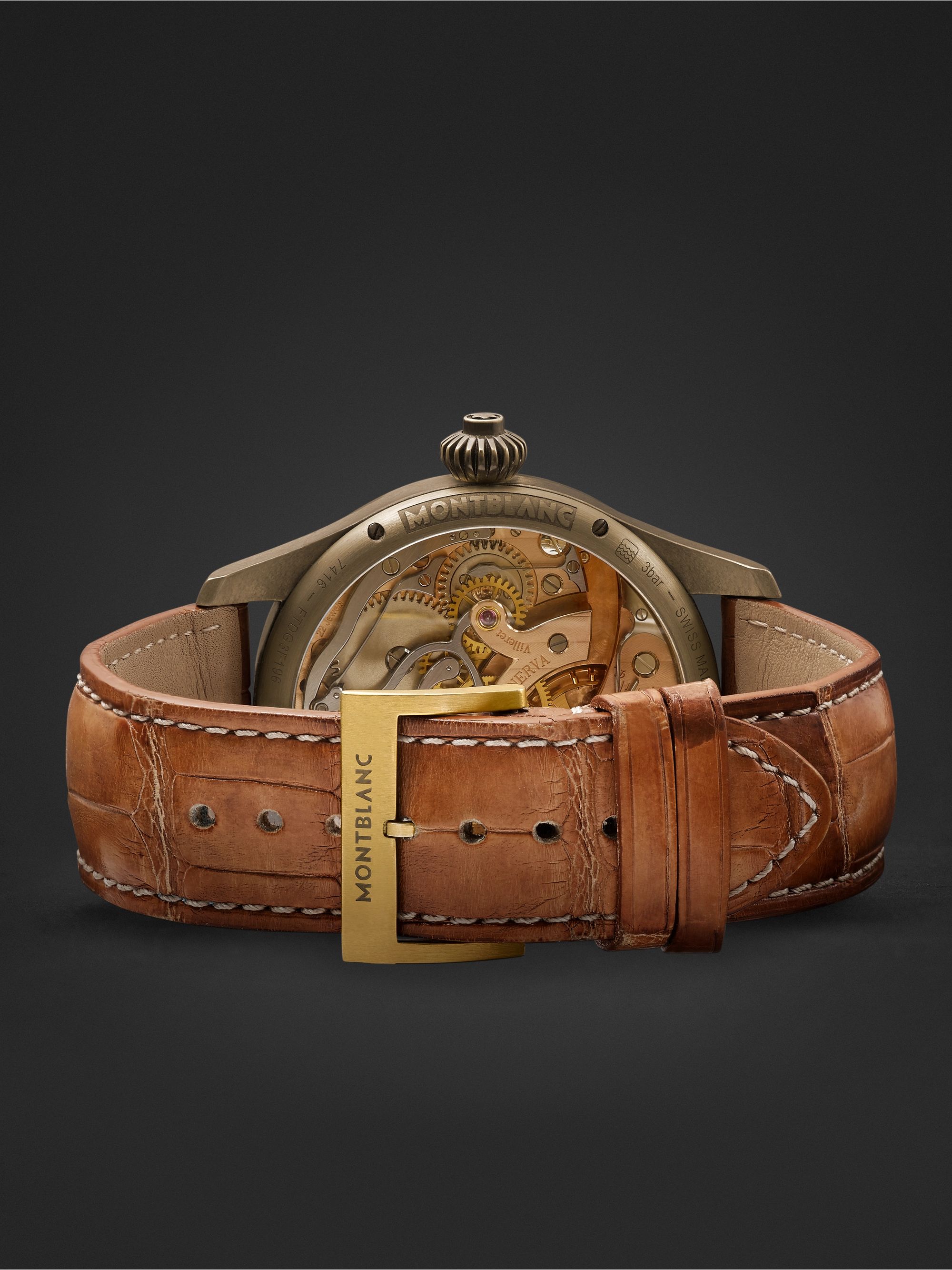 MONTBLANC 1858 Chronograph Tachymeter Limited Edition 100 44mm Bronze and Alligator Watch, Ref. No. 116243