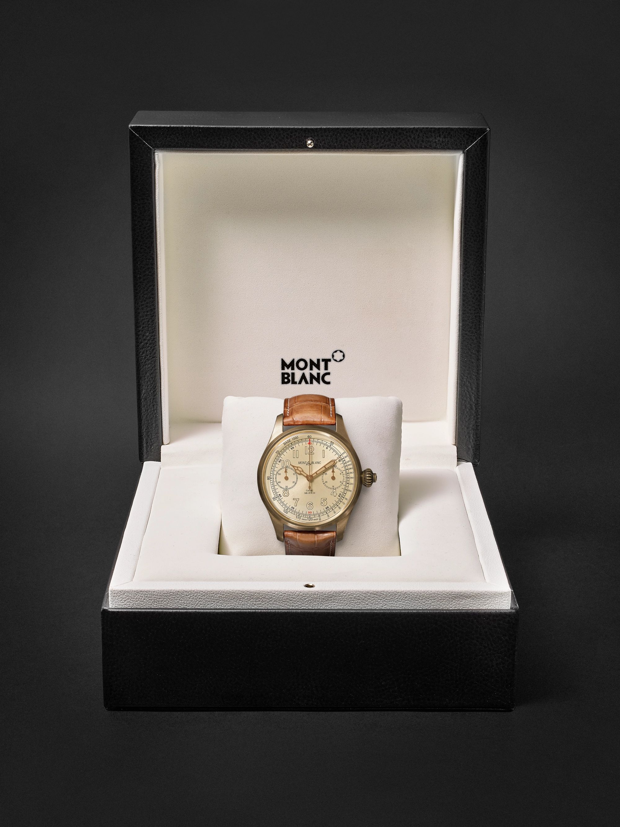 MONTBLANC 1858 Chronograph Tachymeter Limited Edition 100 44mm Bronze and Alligator Watch, Ref. No. 116243