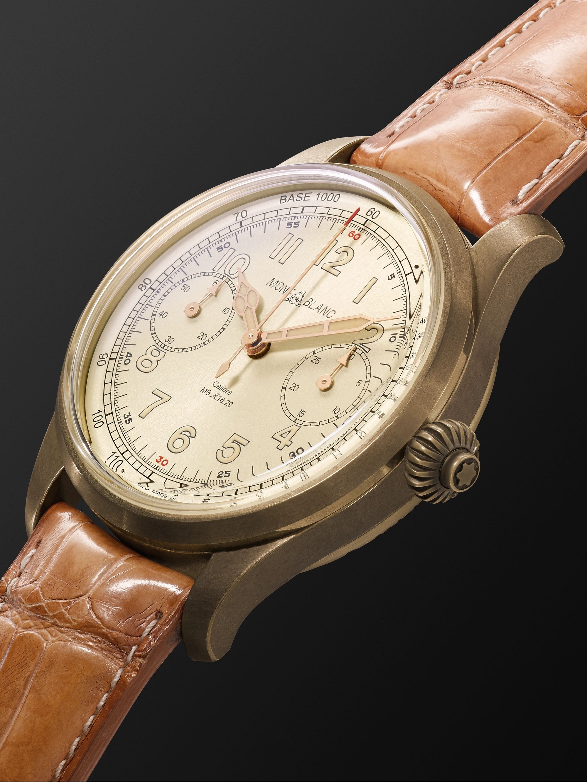 MONTBLANC 1858 Chronograph Tachymeter Limited Edition 100 44mm Bronze and Alligator Watch, Ref. No. 116243