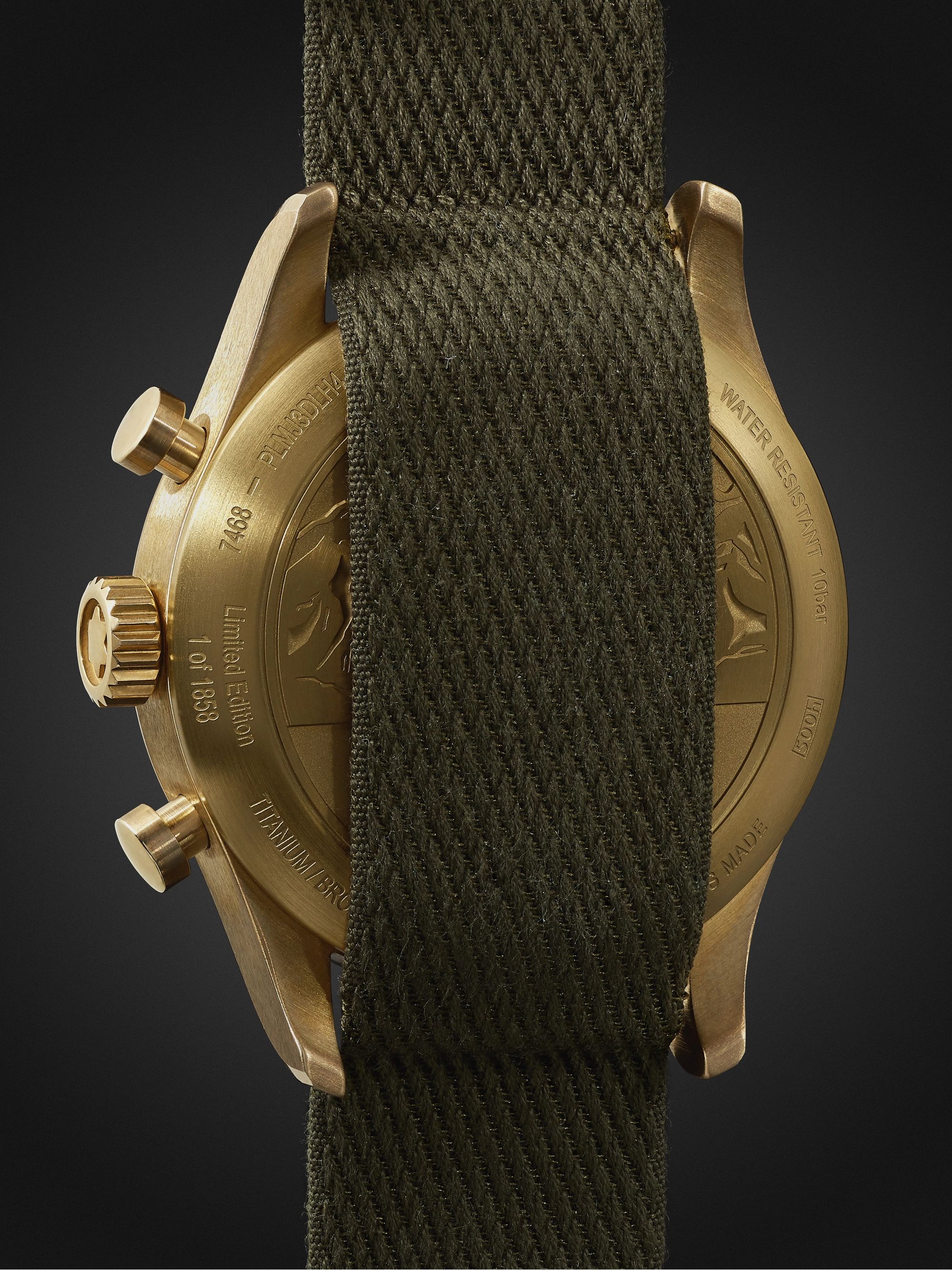 MONTBLANC 1858 Automatic Chronograph Limited Edition 42mm Bronze and Webbing Watch, Ref No. 119908