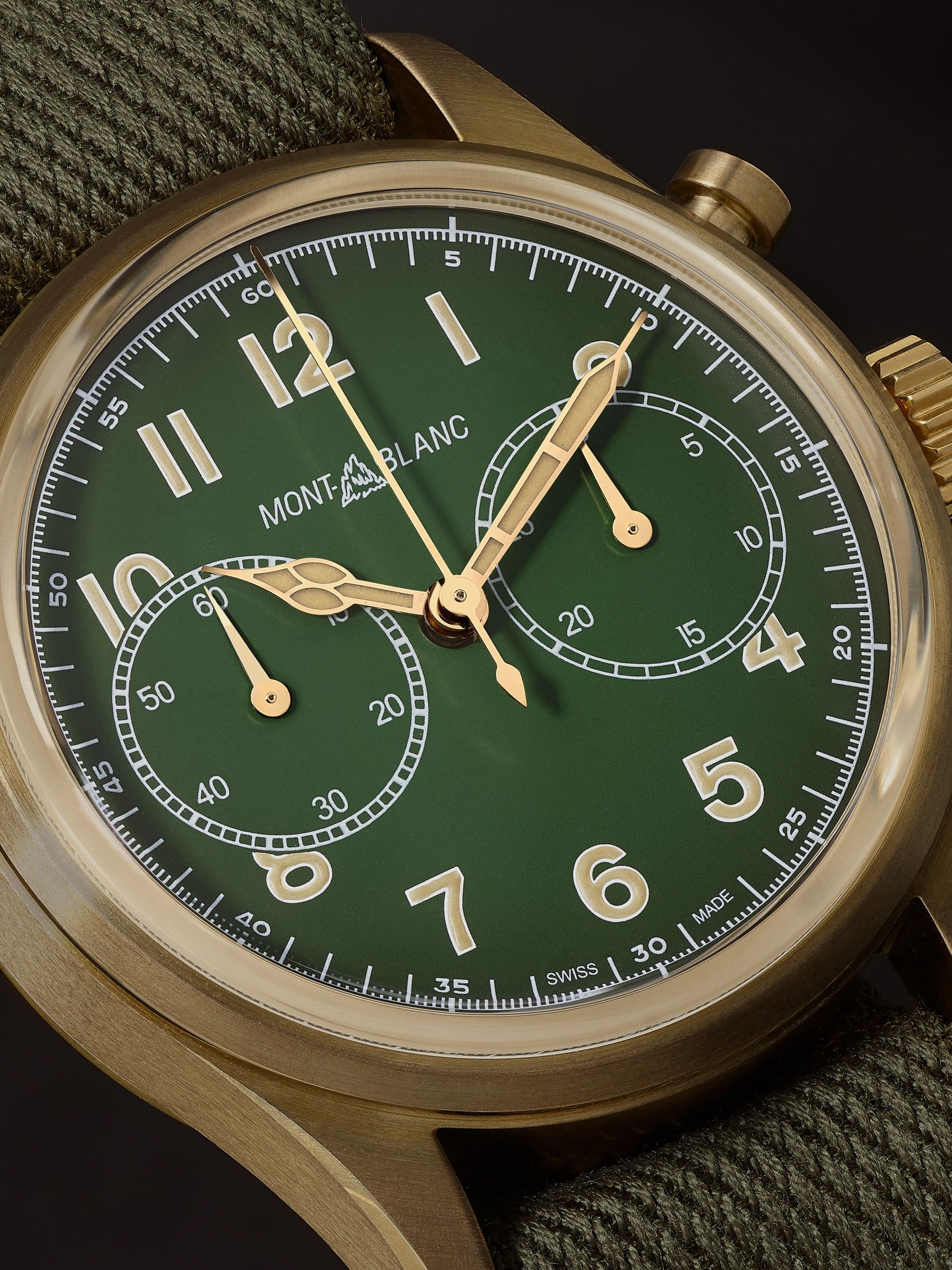 MONTBLANC 1858 Automatic Chronograph Limited Edition 42mm Bronze and Webbing Watch, Ref No. 119908