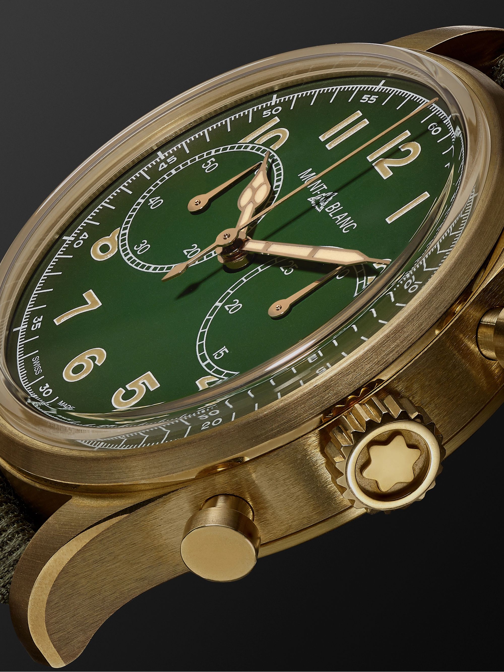 MONTBLANC 1858 Automatic Chronograph Limited Edition 42mm Bronze and Webbing Watch, Ref No. 119908