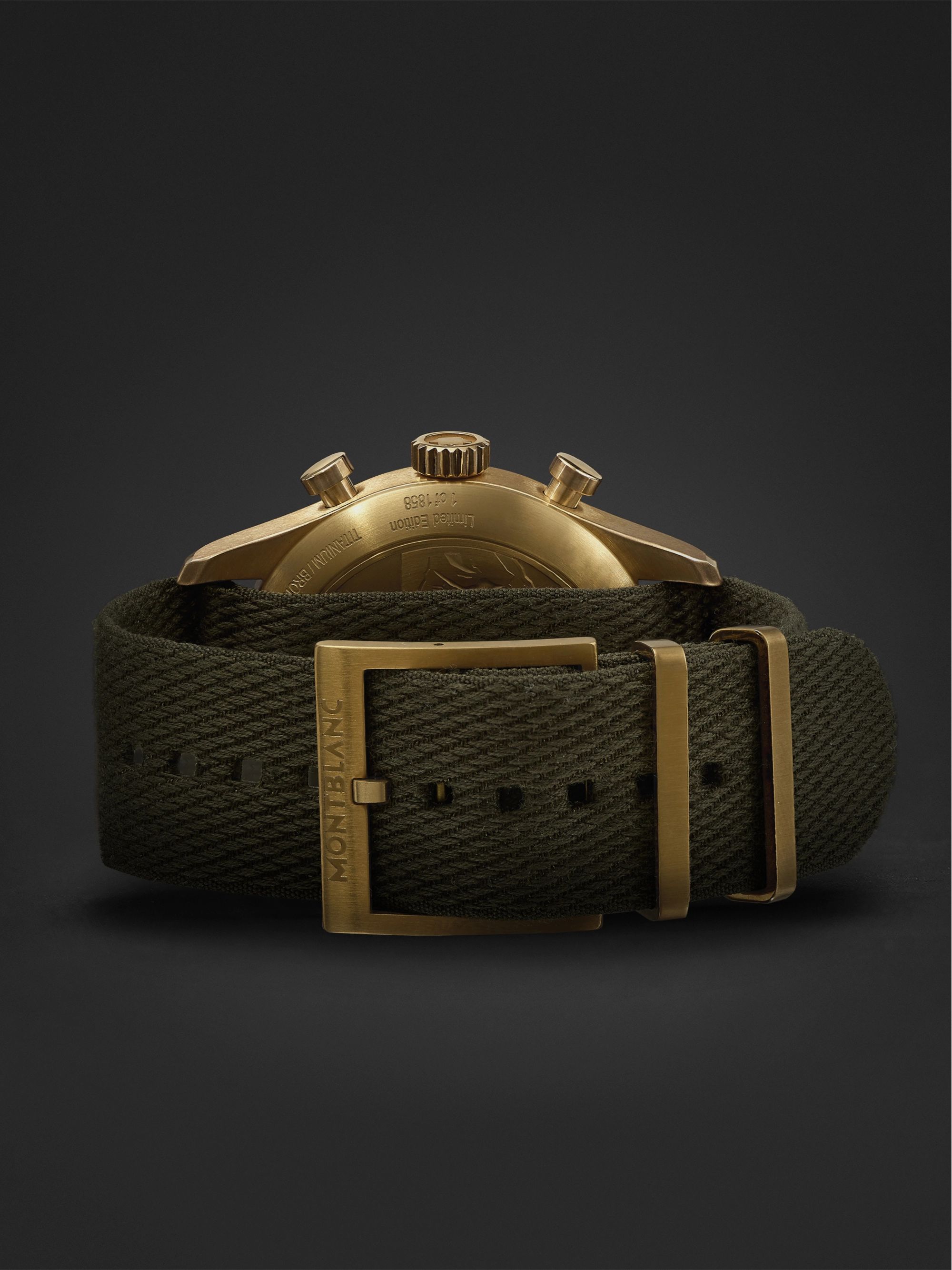 MONTBLANC 1858 Automatic Chronograph Limited Edition 42mm Bronze and Webbing Watch, Ref No. 119908