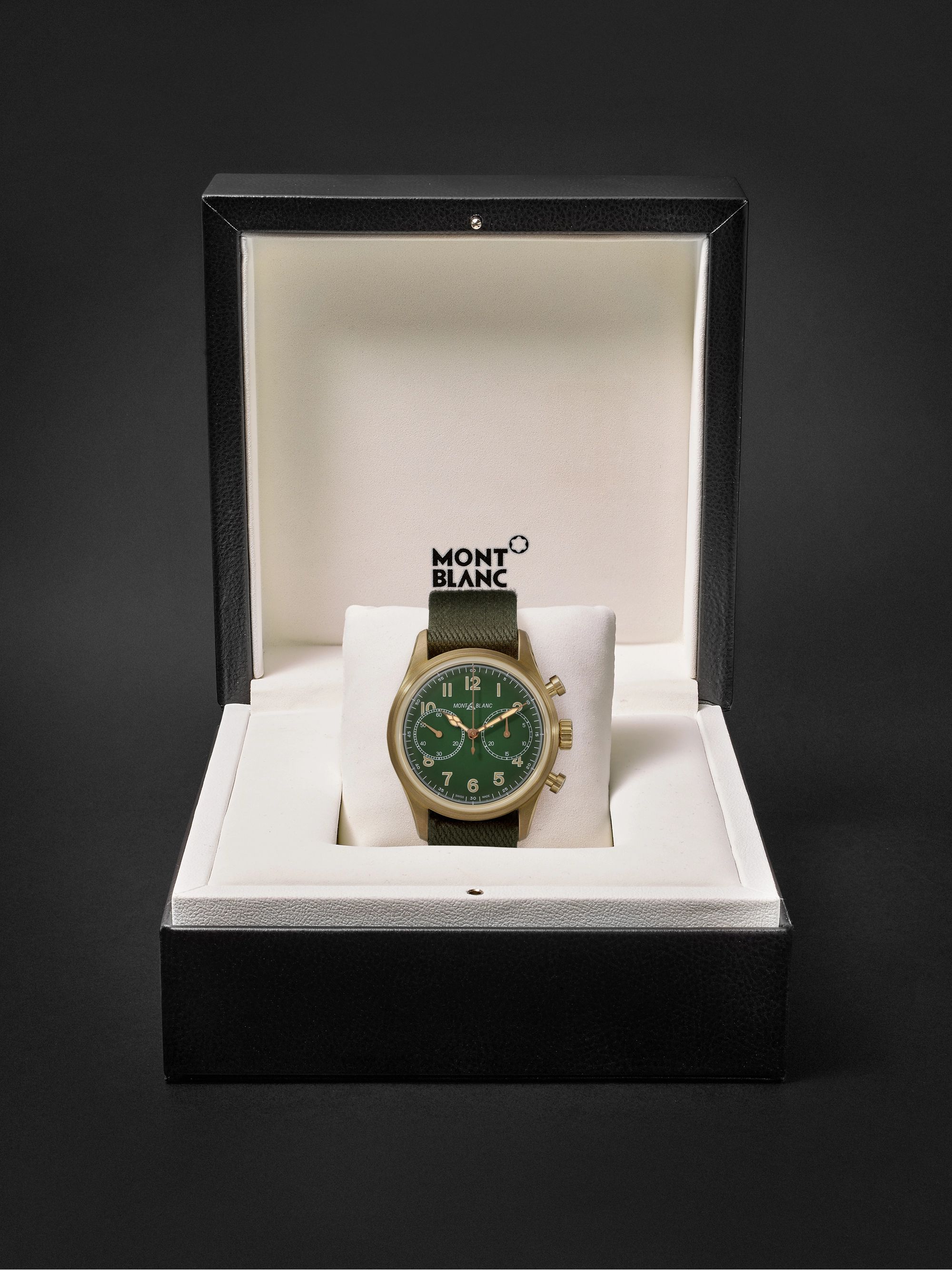 MONTBLANC 1858 Automatic Chronograph Limited Edition 42mm Bronze and Webbing Watch, Ref No. 119908