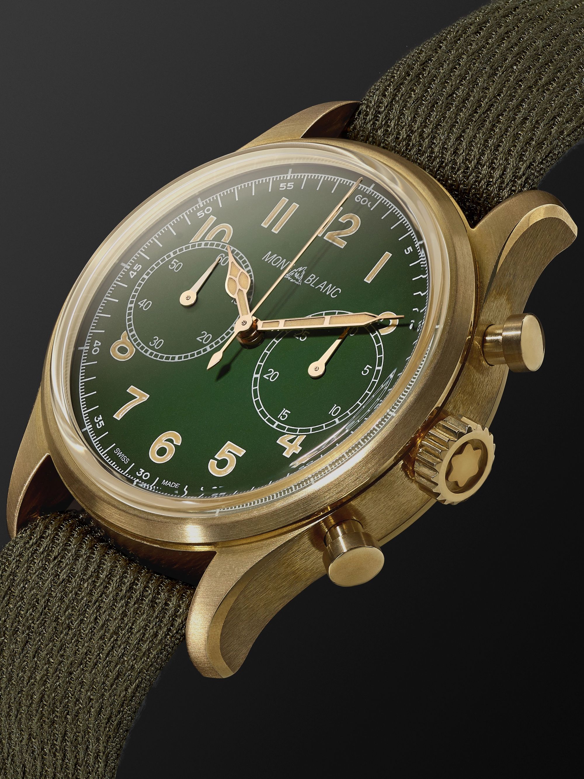 MONTBLANC 1858 Automatic Chronograph Limited Edition 42mm Bronze and Webbing Watch, Ref No. 119908