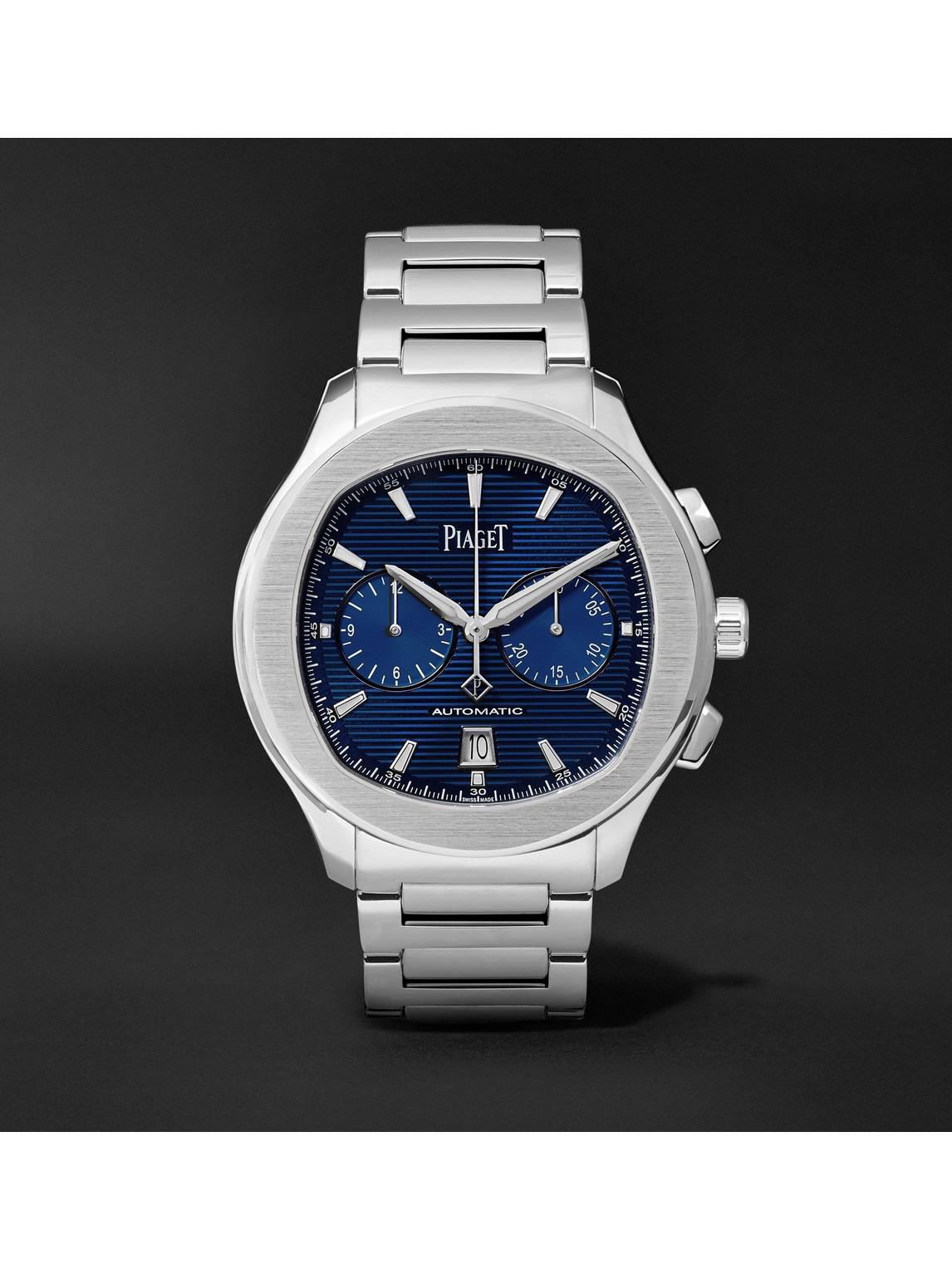 Piaget Polo Automatic Chronograph 42mm Stainless Steel Watch, Ref. No. G0a41006 In Blue