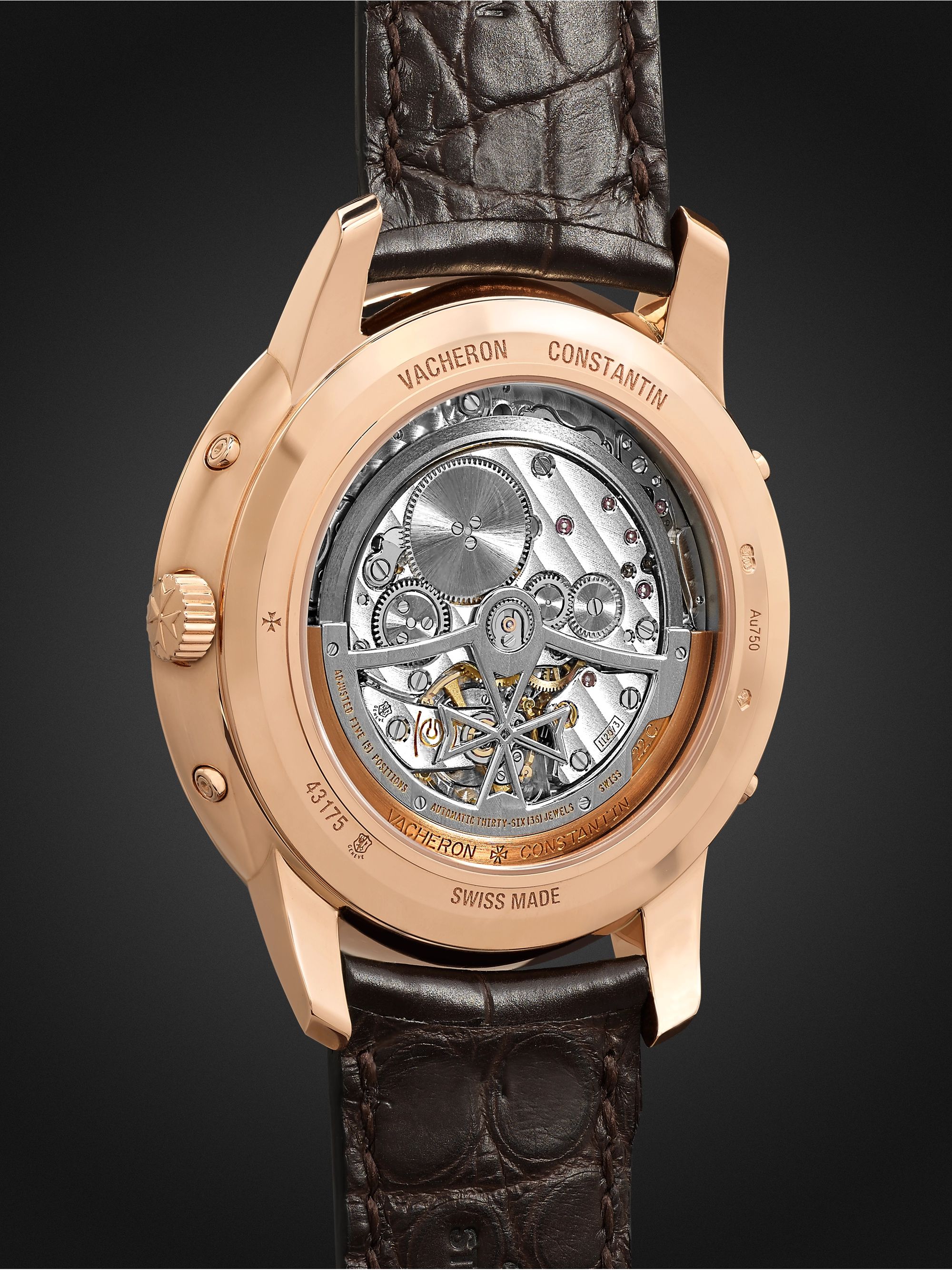VACHERON CONSTANTIN Traditionnelle Perpetual Calendar Automatic 41mm 18-Karat Pink Gold and Alligator Watch, Ref. No. 43175/000R-9687