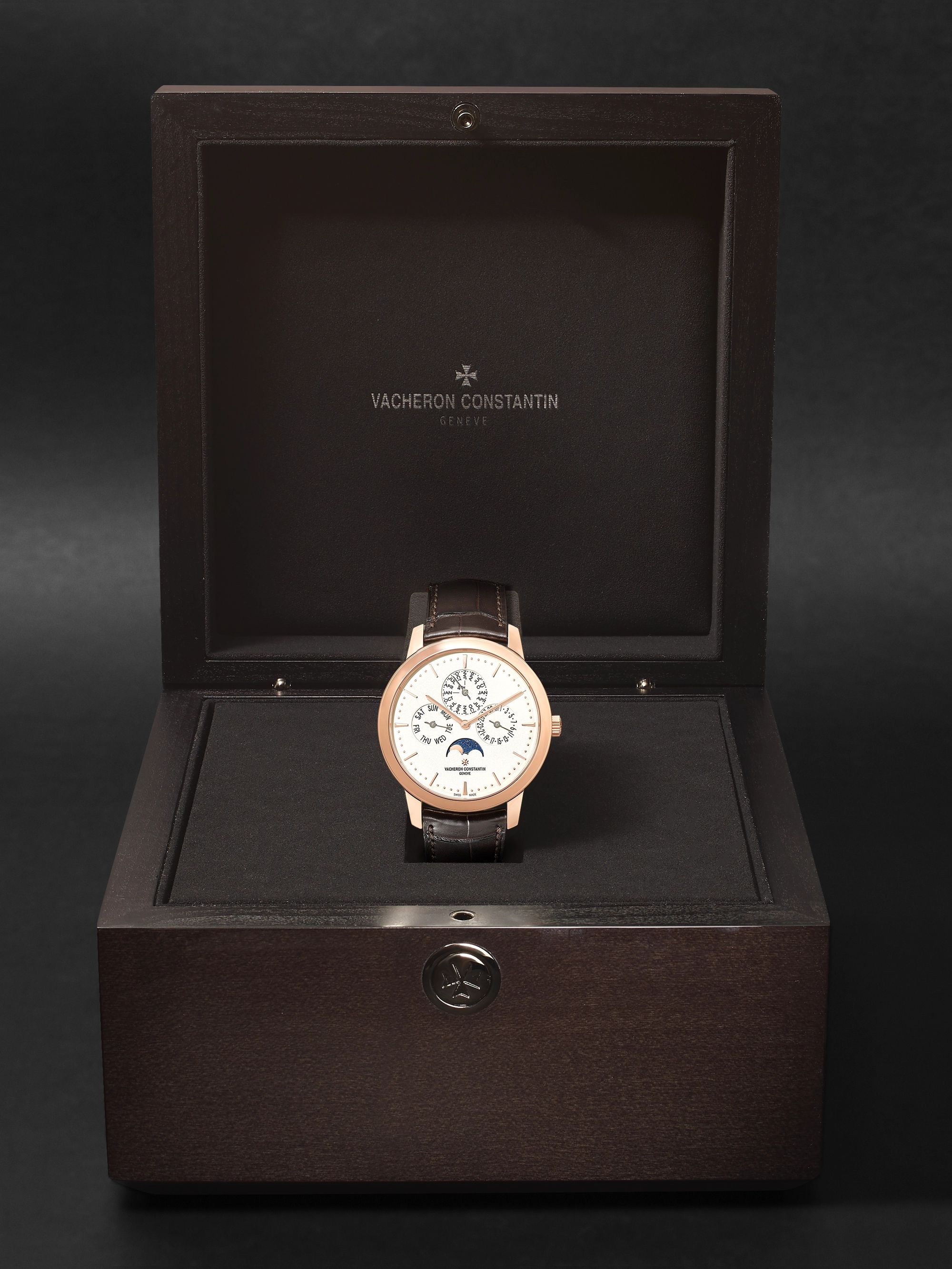 VACHERON CONSTANTIN Traditionnelle Perpetual Calendar Automatic 41mm 18-Karat Pink Gold and Alligator Watch, Ref. No. 43175/000R-9687