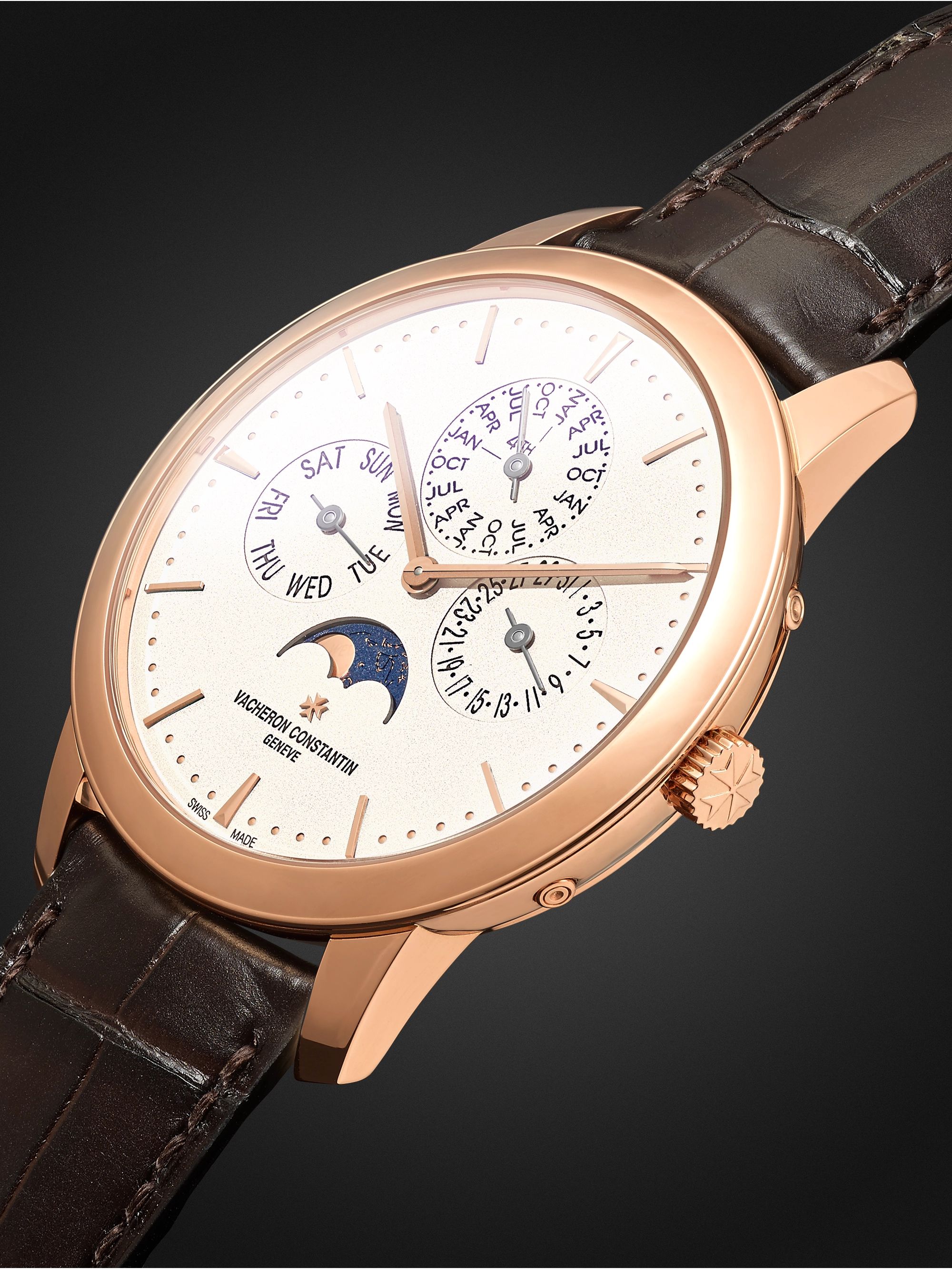 VACHERON CONSTANTIN Traditionnelle Perpetual Calendar Automatic 41mm 18-Karat Pink Gold and Alligator Watch, Ref. No. 43175/000R-9687