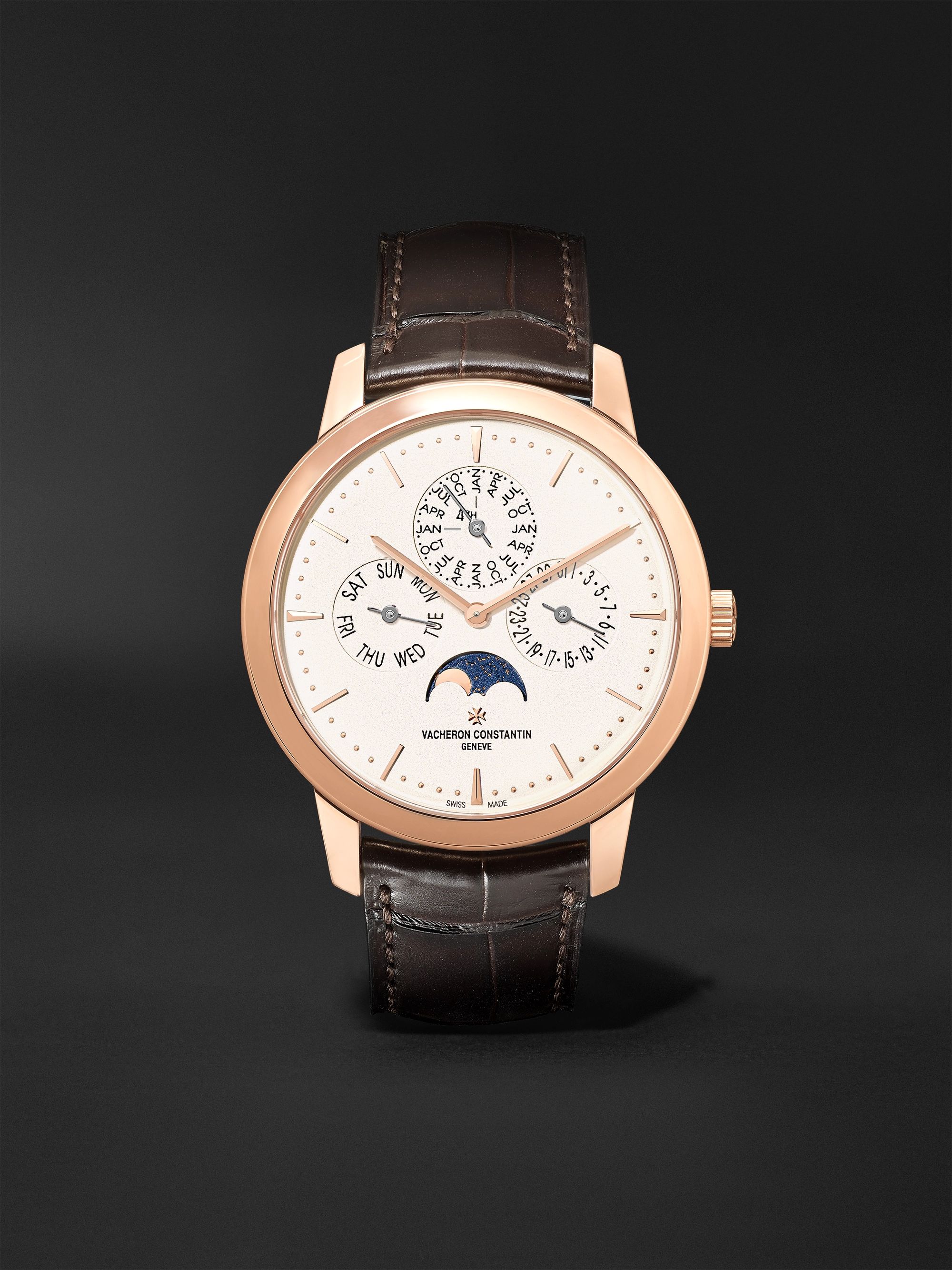 VACHERON CONSTANTIN Traditionnelle Perpetual Calendar Automatic 41mm 18-Karat Pink Gold and Alligator Watch, Ref. No. 43175/000R-9687
