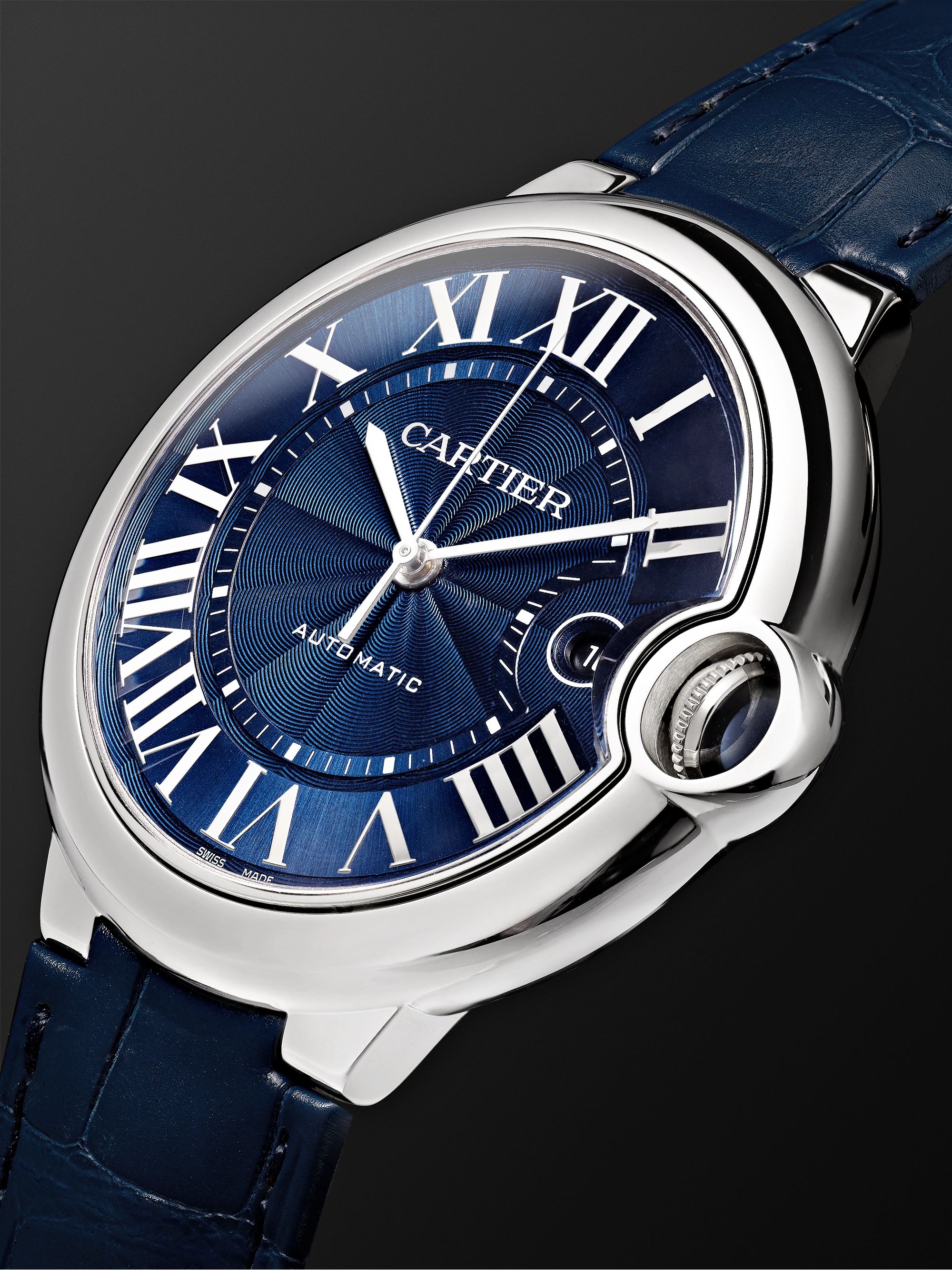 CARTIER Ballon Bleu de Cartier Automatic 42mm Steel and Alligator Watch, Ref. No. CRWSBB0025