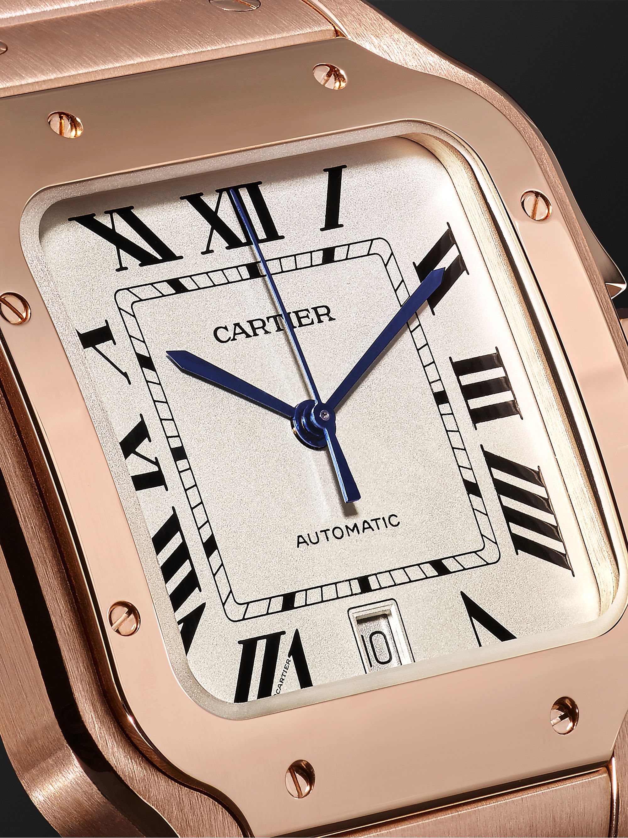 CARTIER Santos Automatic 39.8mm 18-Karat Pink Gold Interchangeable Alligator Watch, Ref. No. WGSA0007