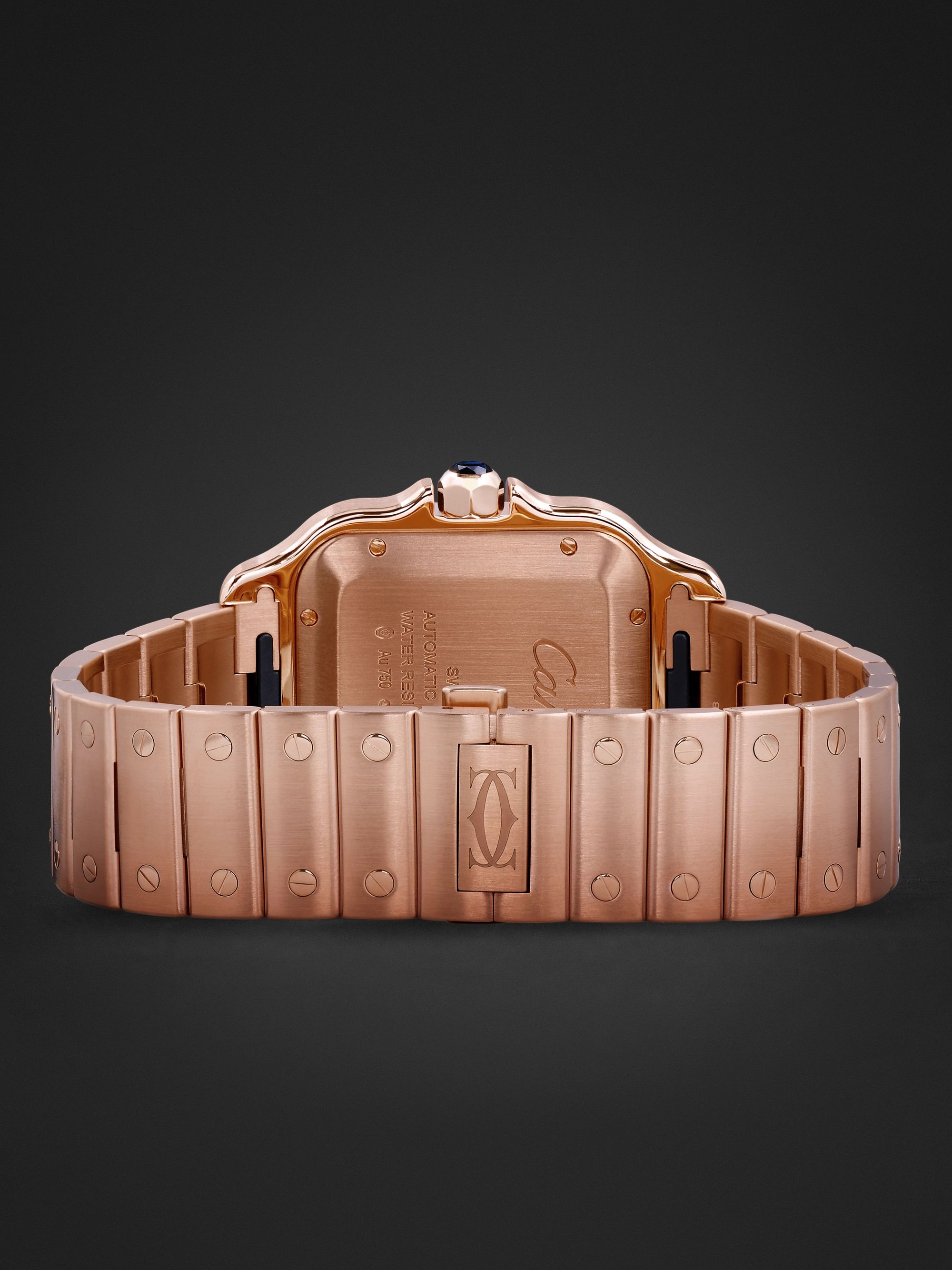 CARTIER Santos Automatic 39.8mm 18-Karat Pink Gold Interchangeable Alligator Watch, Ref. No. WGSA0007